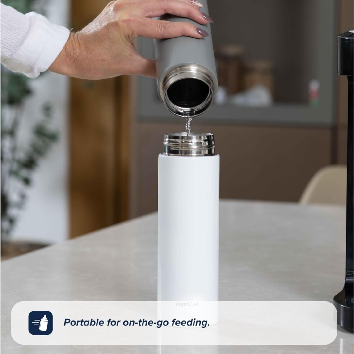 Nuby Rapidcool Portable Baby Bottle Cooler Twin Pack - Prepare Formula in 2 Minutes - Travel Formula Kit with Digital Thermometer Lids, Flask & Dispensers - for Newborns & Infants image number 4