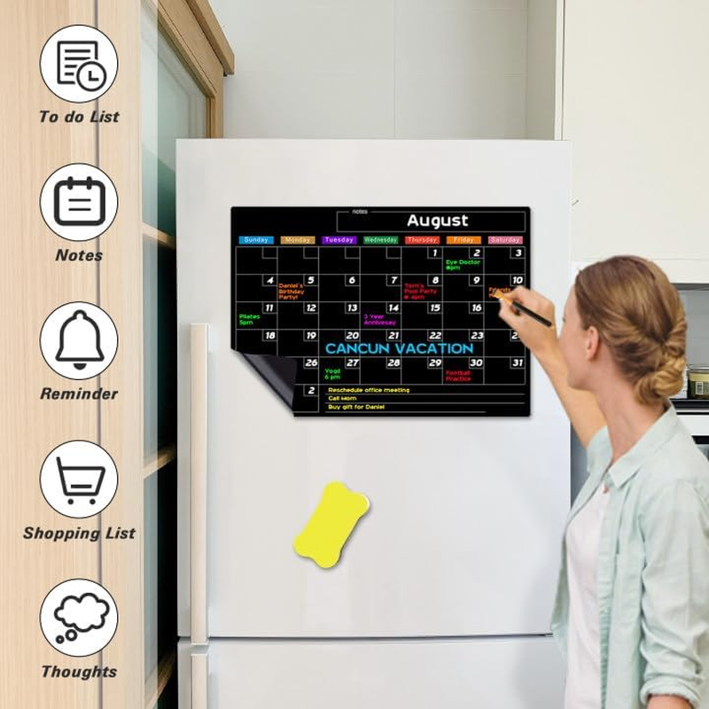 Yakiter Magnetic Fridge Calendar, Monthly Refrigerator Planner, Reusable Calendar with Dry Erase Board and 3 Markers, Kitchen Whiteboard (Monthly) image number 5