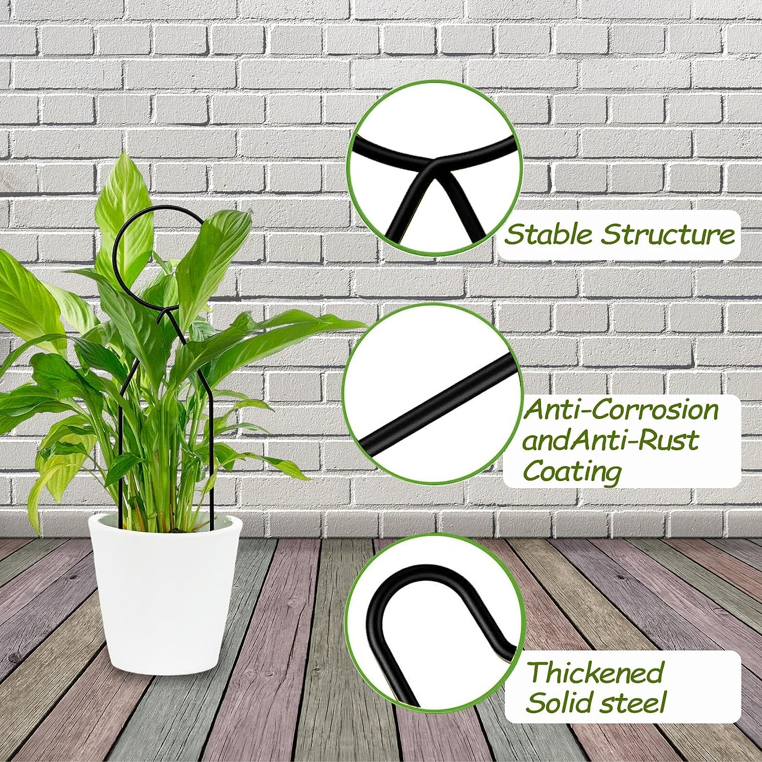 Small Trellis for Potted Plants Indoor, Black Metal Wire Stake for Climbing Plants, Unique Design for Houseplant Lover, Mini Trellis for Garden Plant Support, Hoya, Pothos, Flower(4P, Black) image number 2