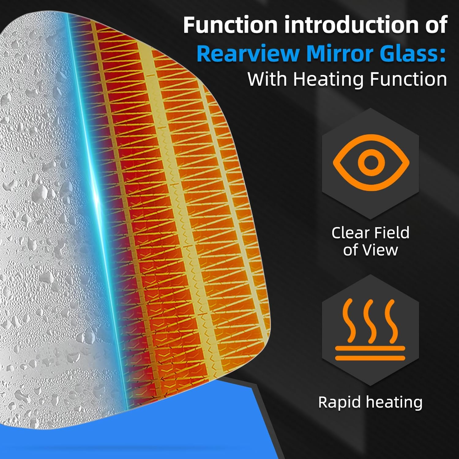 LOIYLLEN Left Side Mirror Replacement for Tesla Model 3 Model3 2017 2018 2019 2020 2021 2022 2023 - Left Side Mirror Glass, Rear View Mirrors Glass with Power Heated image number 3