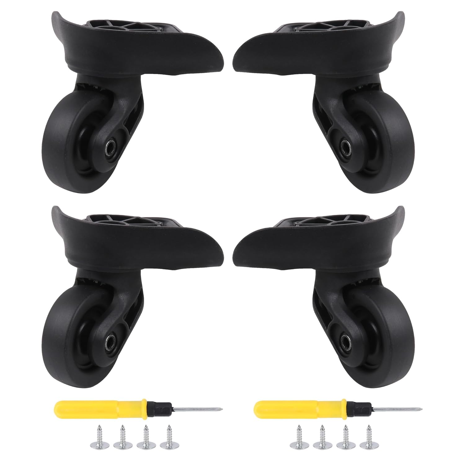 2 Pair Replacement Wheels for Luggage 360 Swivel Suitcase Casters Black 1.42 Inch Black image number 4