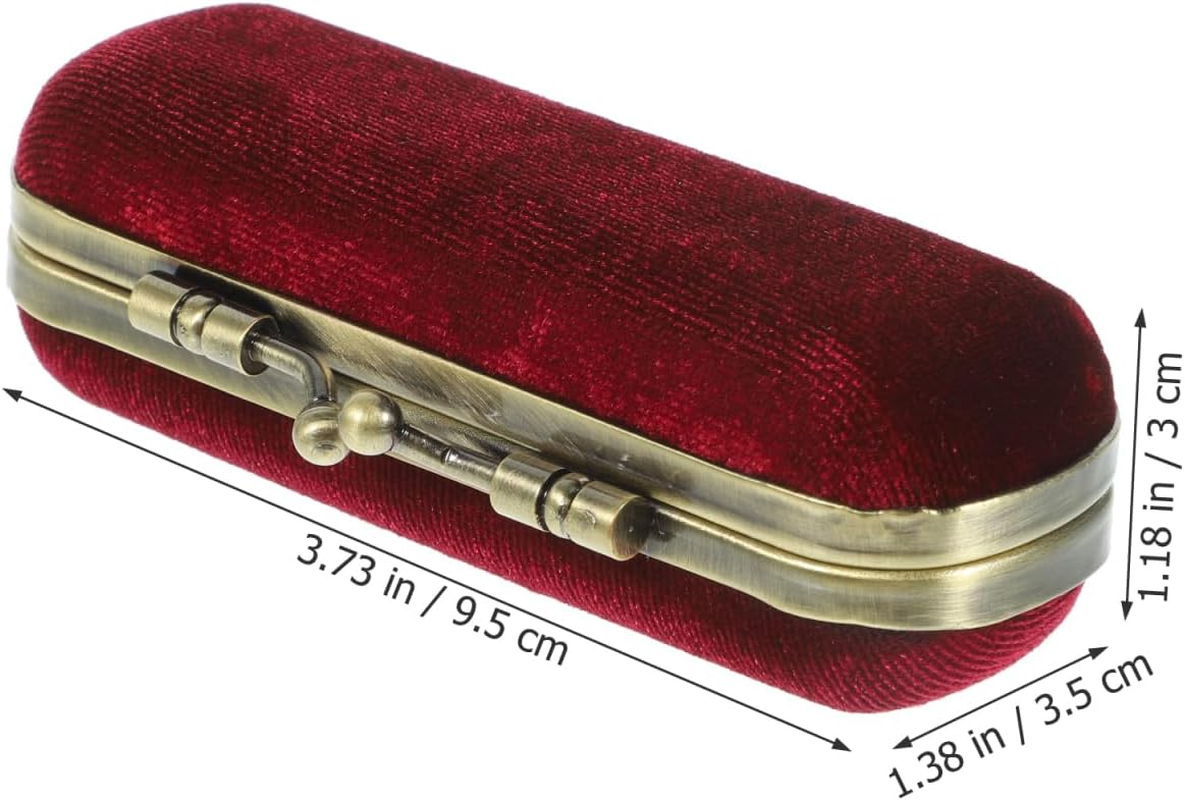 DOITOOL Ladies Lipstick Box Lipstick Case with Mirror Elegant Lipstick Organizer Vintage Lipstick Holder Ladies Vintage Purse Outdoor Travel Delicate Suitcase Flannel