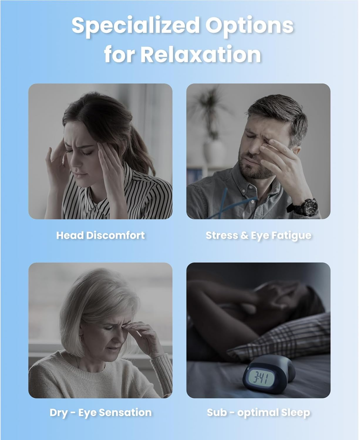 Eye Massager with Heat and Cooling for Migraines, Bob and Brad Eyeoasis 3 Electric Sleep Mask with Music to Ease Puffy Dry Eyes, Dark Circles, Eye Strain, Mothers Day Gifts - White image number 7