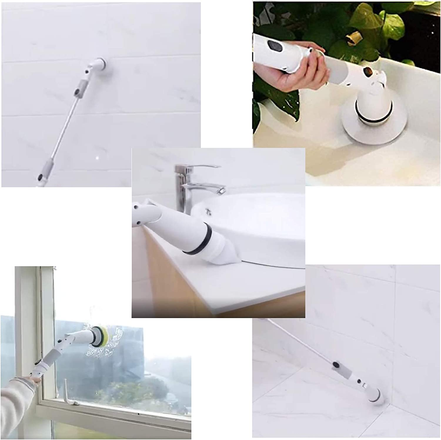 Nomel Electric Spin Scrubber AU Power Adapter with Rechargeable Battery, 360 Rotation Automatic Clean Tools, 4 Replaceable Cleaning Brush Heads for Tub, Tile, Floor, Bathtub, Window B4A1