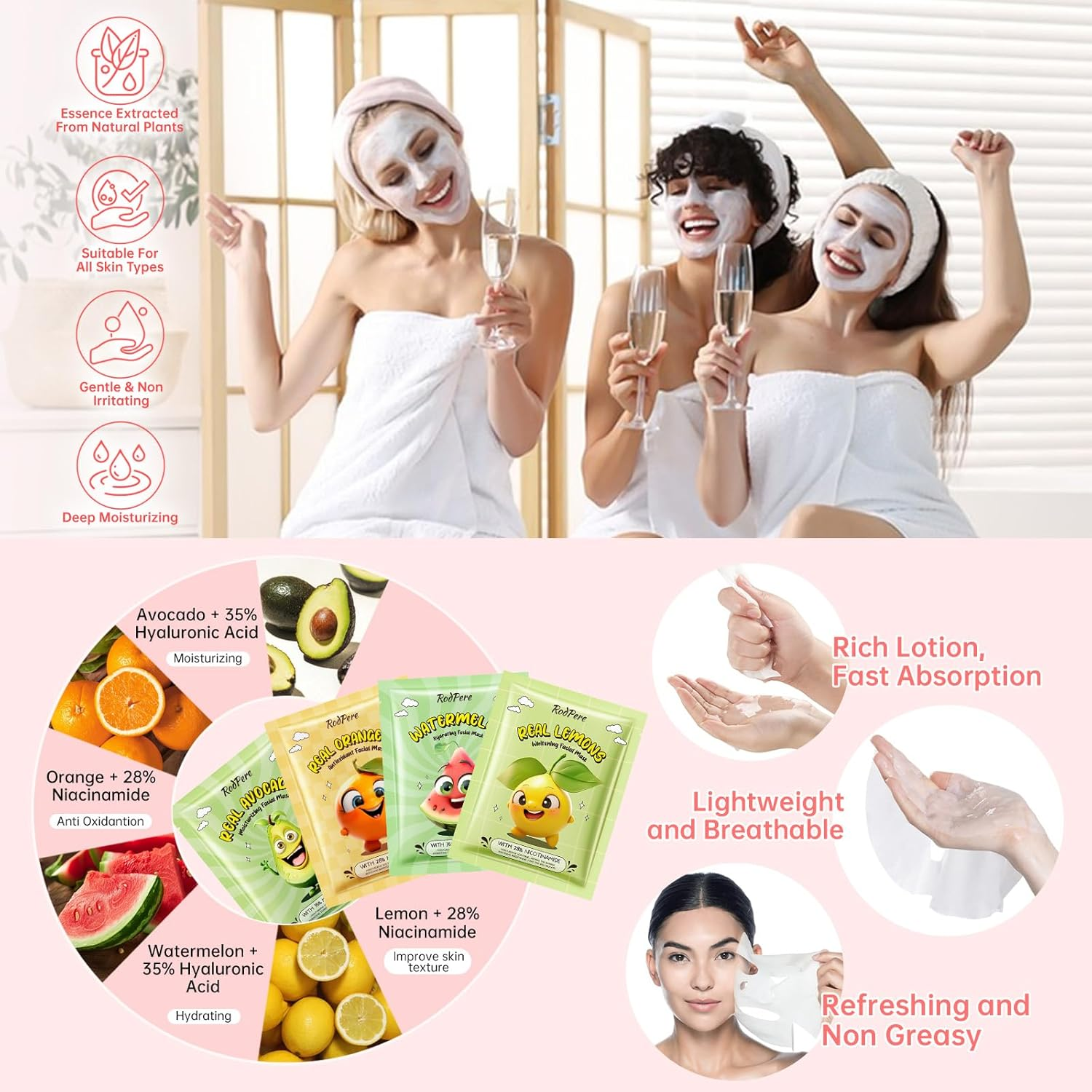 Spa Party Supplies for Girls, 28PCS Spa Birthday Party Favors for 4 People, Spa Day Kit with Bath Bombs, Eye Mask, Lip Balm, Face Mask, Hand Cream, Compressed Towel, Gift Bag, Sleepover Spa Gift Set