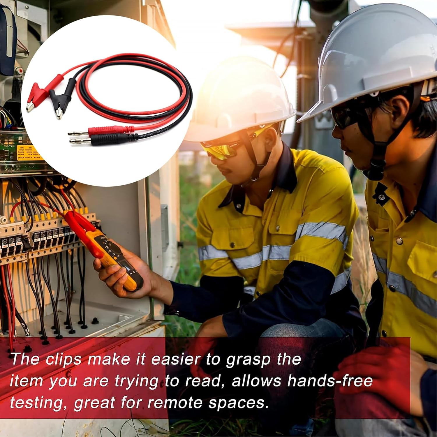 DIANN 2Pcs 4Mm Banana Plug to Alligator Clip Test Lead Cable Line Wire for Multi-Meter, Electrical Test Jumper Wire 100Cm/3.3Ft image number 3