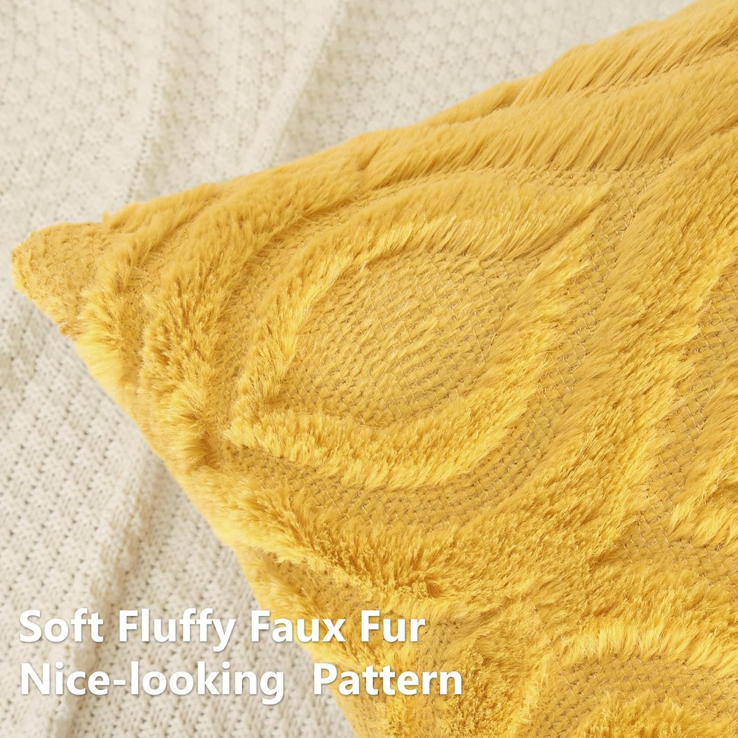 Fall Throw Pillow Covers 18X18 Inch Set of 2, Soft Plush Faux Wool Turquoise Solid Couch Pillow Covers, Accent Farmhouse Neutral Square Pillow Cases for Sofa Bed Living Room Home Decor - Grey image number 1