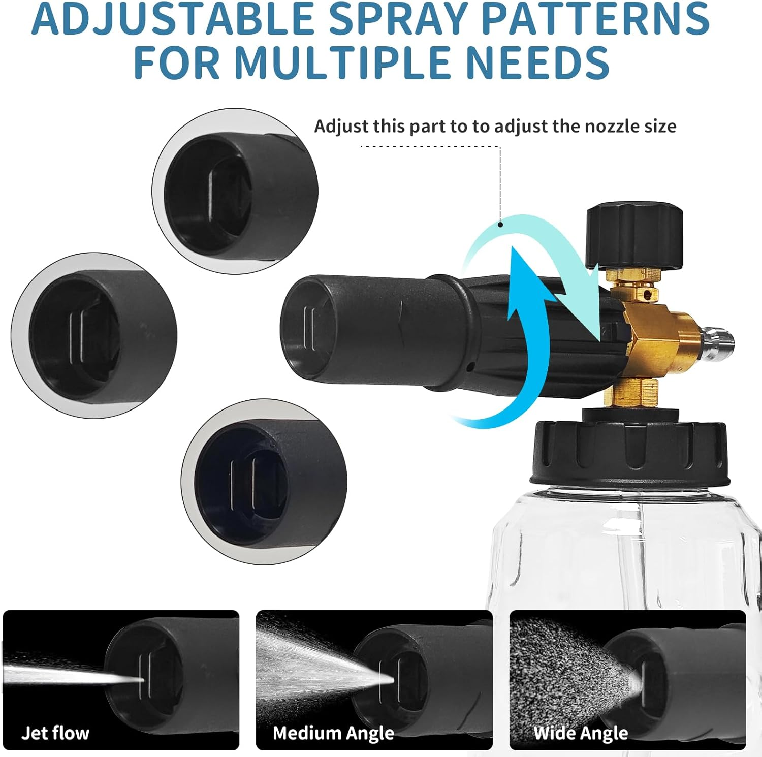 Snow Foam Cannon with 1/4&rdquo; Quick Connect, 1 Liter Adjustable Spray Nozzle Foam Blaster, Car Wash Foam Gun for Pressure Washer Application image number 1