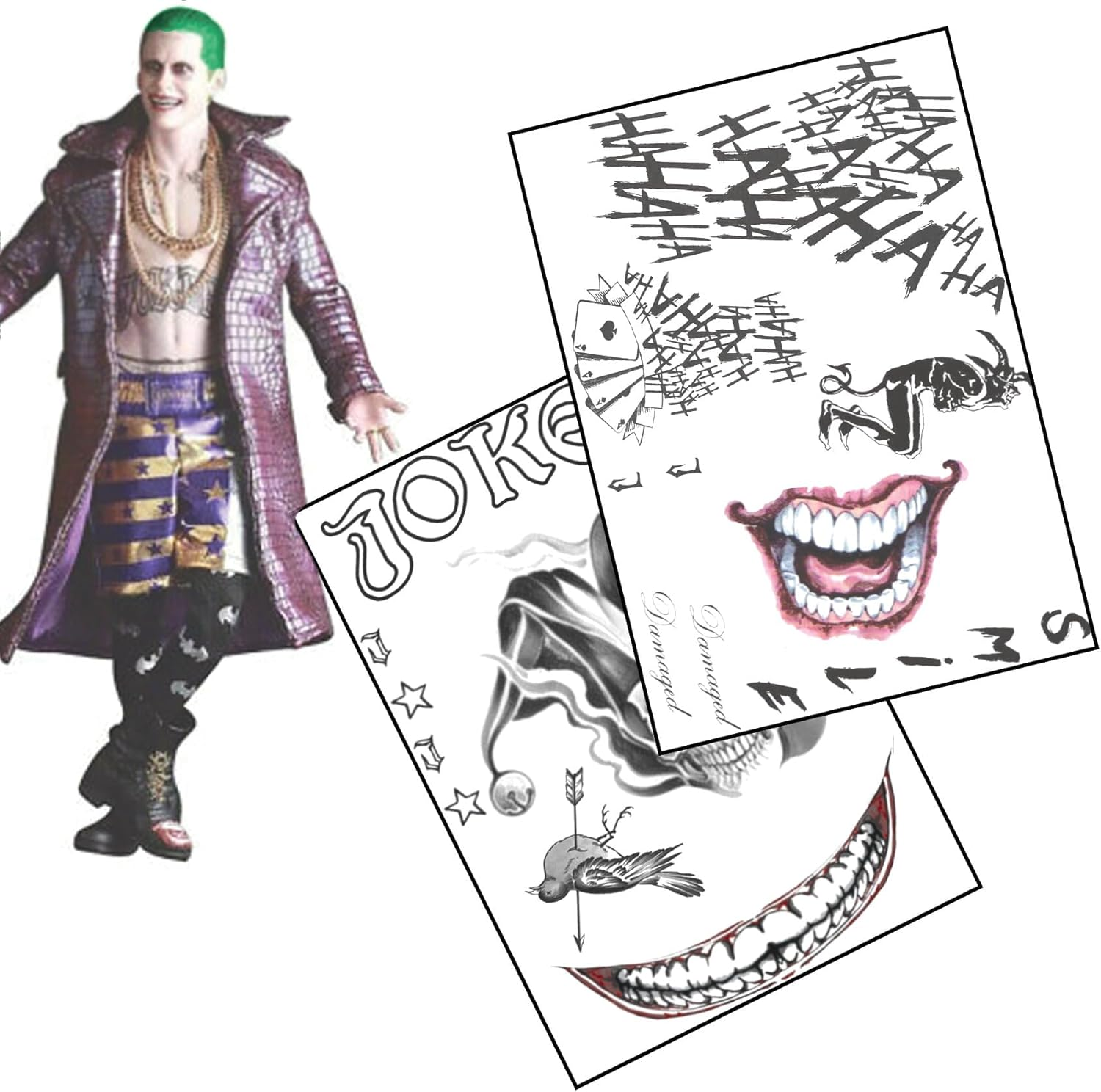 Squad Joke Inspired Fake Tattoo Set, Halloween Costume image number 1