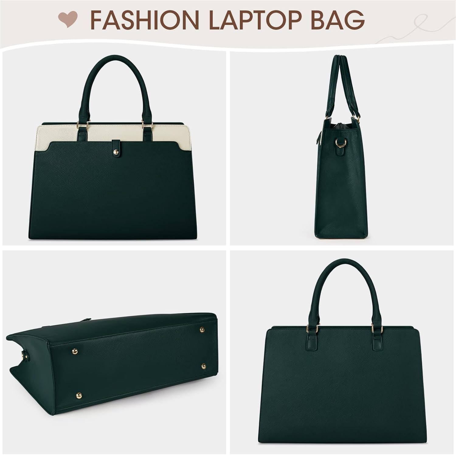 Laptop Bag for Women 15.6 Inch Laptop Tote Bag Leather Work Bag Waterproof Briefcase Business Office Computer Bag Large Handbag Shoulder Bag - Blue image number 4