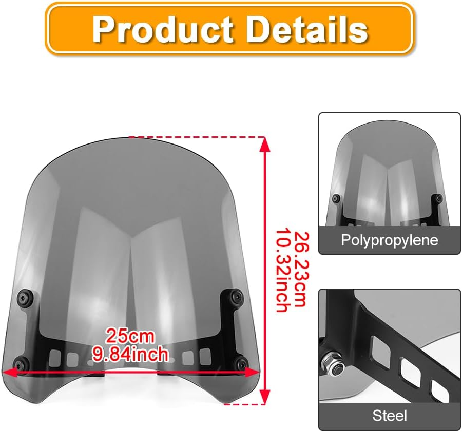 Motorcycle Windshield Windscreen Fit for Husqvarna Vitpilen/Svartpilen 401 2017-2023 Motorcycle Windscreen with Bracket (Gray) image number 1