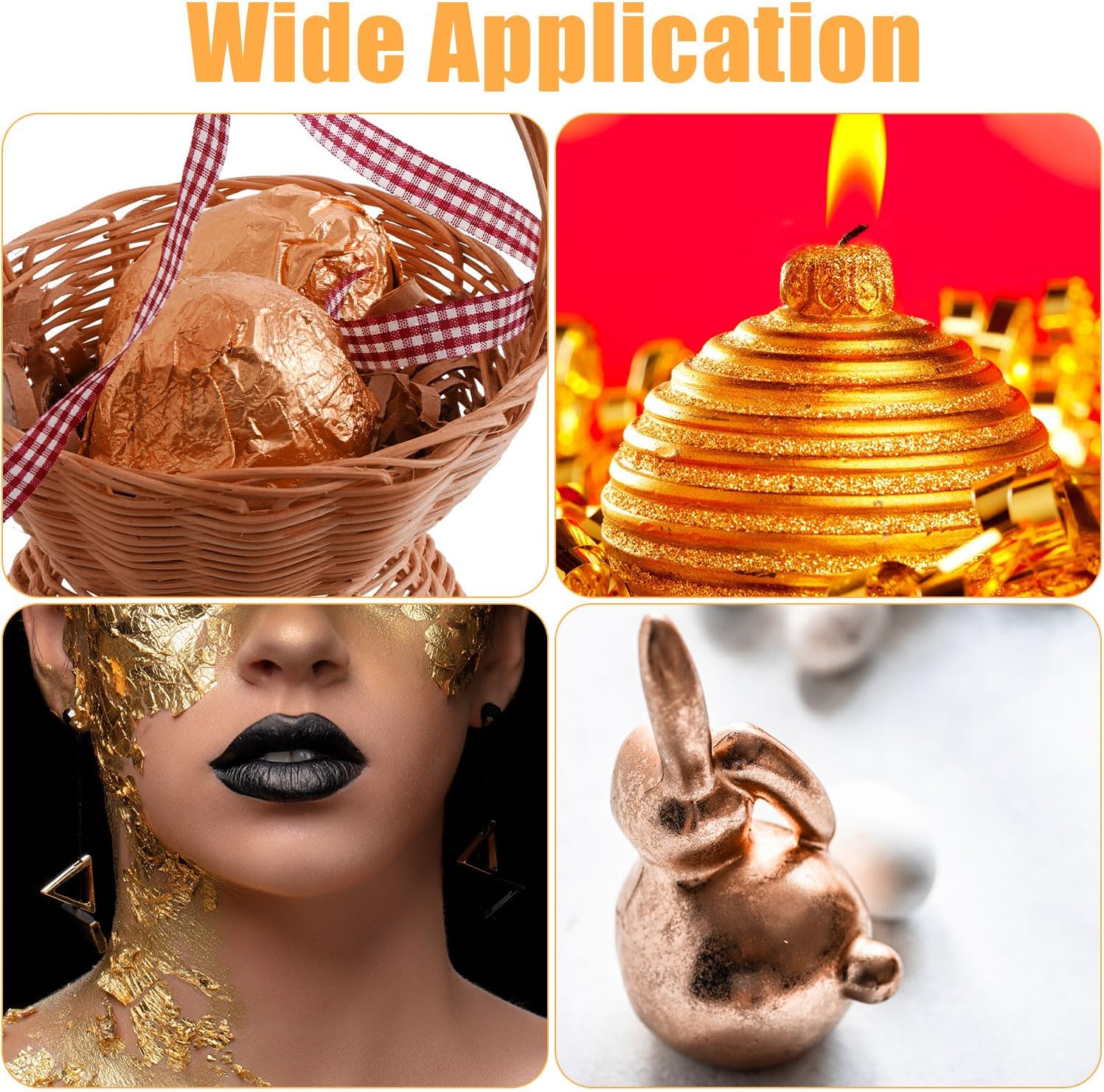 100Pcs Gold Leaf Sheets for Art & Gilding Crafting, 5.5"X5.5" Imitation Gold Foil Sheets with Tweezers & Brush for DIY Projects Painting Nails Furniture Picture Frames Decor (Gold & Rose Gold) - Gold  Rose Gold image number 2