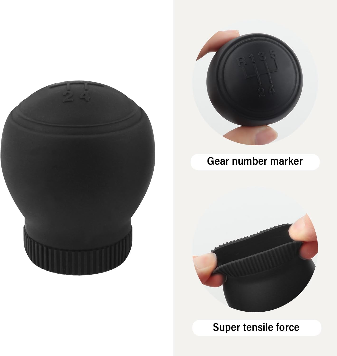 2PCS 5 Speed Car Gear Shift Cover,Anti Slip Silicone Shift Knob Cover Car Decorations Protects Shift Knobs,Universal Manual Shifter Cover Car Accessories Interior (Black) image number 2