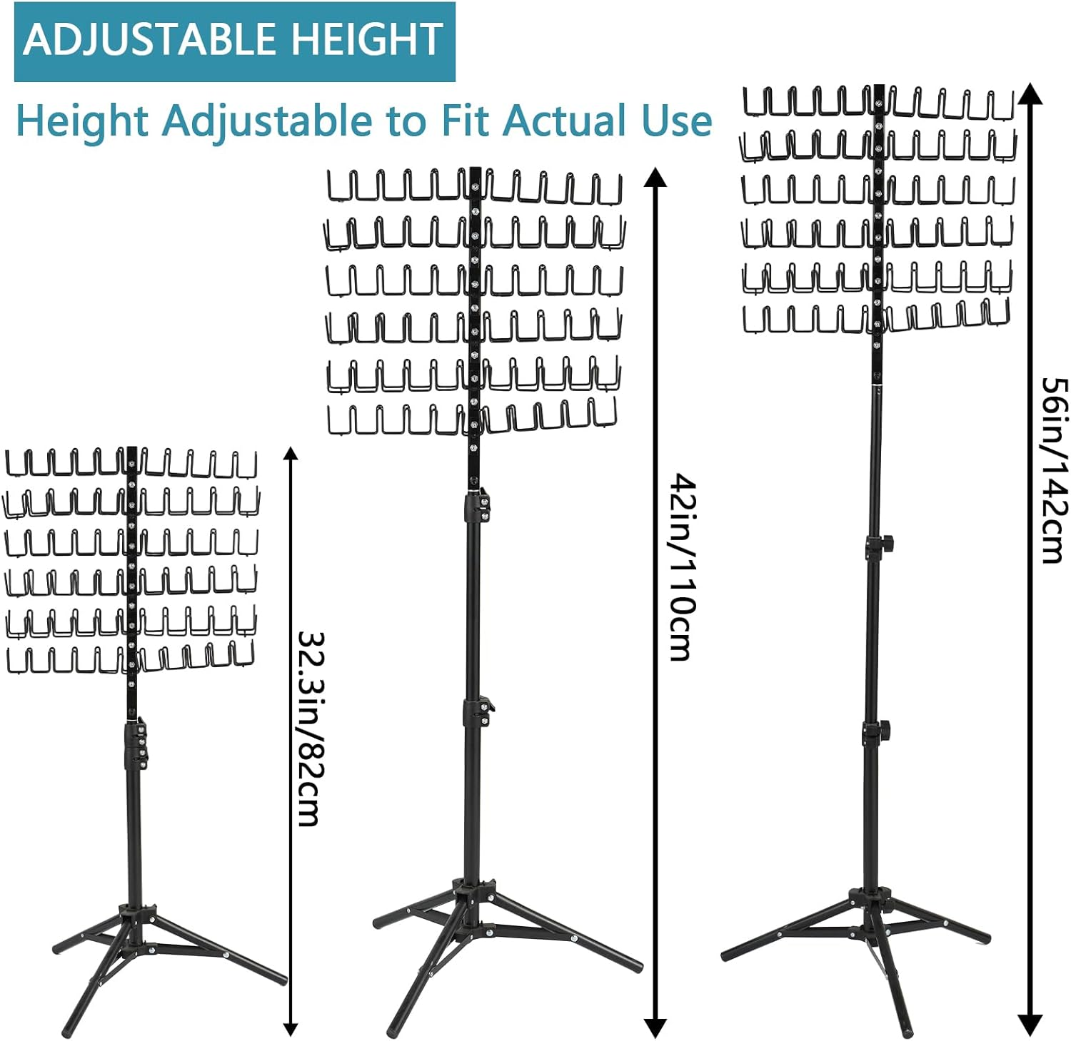 144 Pegs Braiding Hair Rack Standing Extension Holder Hanger Height Adjustable Braiding Hairs Stand for Hair Braiding Rack with Stylist Hair Braiding Tools for Stylists, Black image number 4