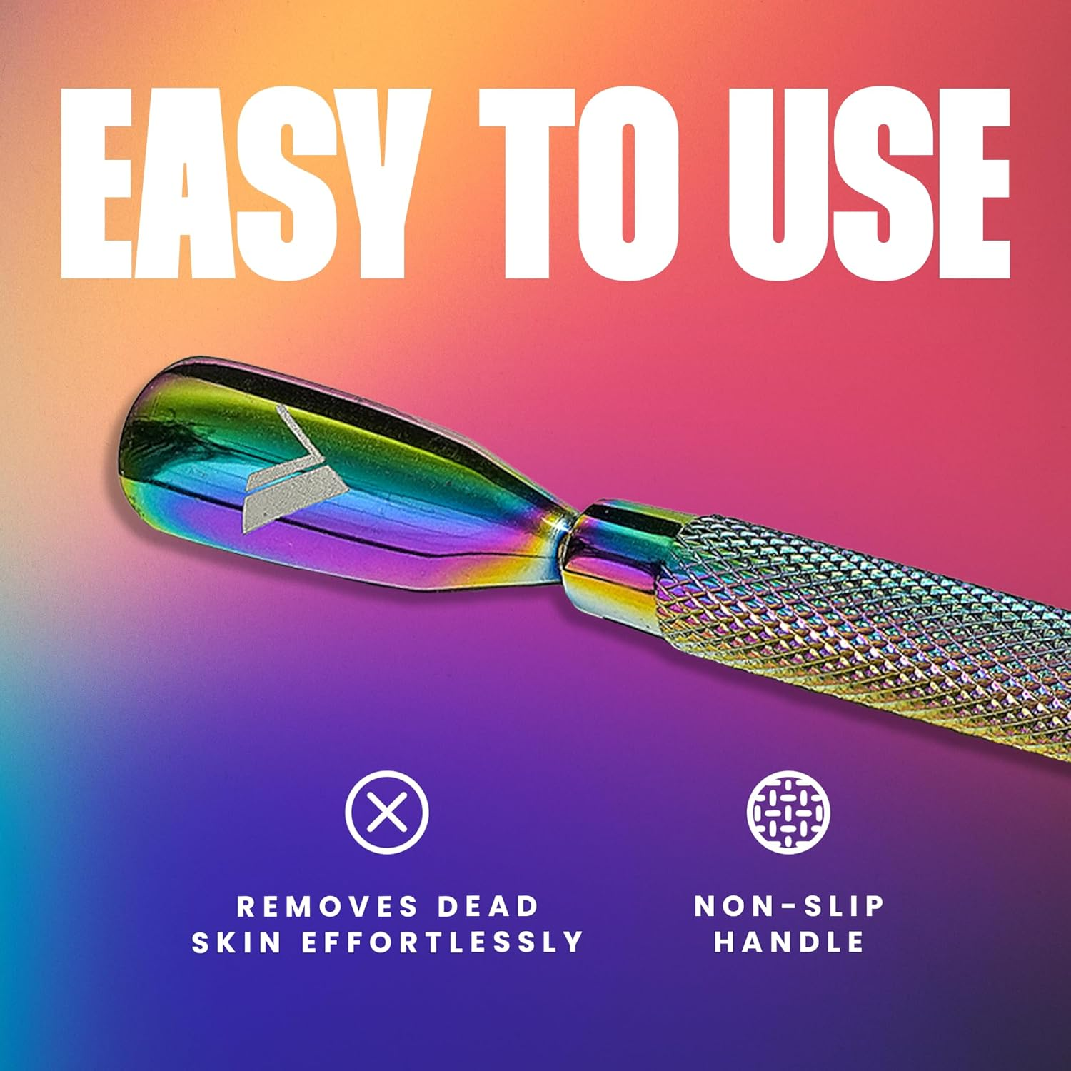 V Beauty Pure Cuticle Pusher Nail Tool (Highlighted) - 2-In-1 Non-Slip Nail Cleaner Cuticle Remover for Clean & Healthy-Looking Fingernails & Toenails - Cuticle Scraper Nail Tool, Manicure & Pedicure