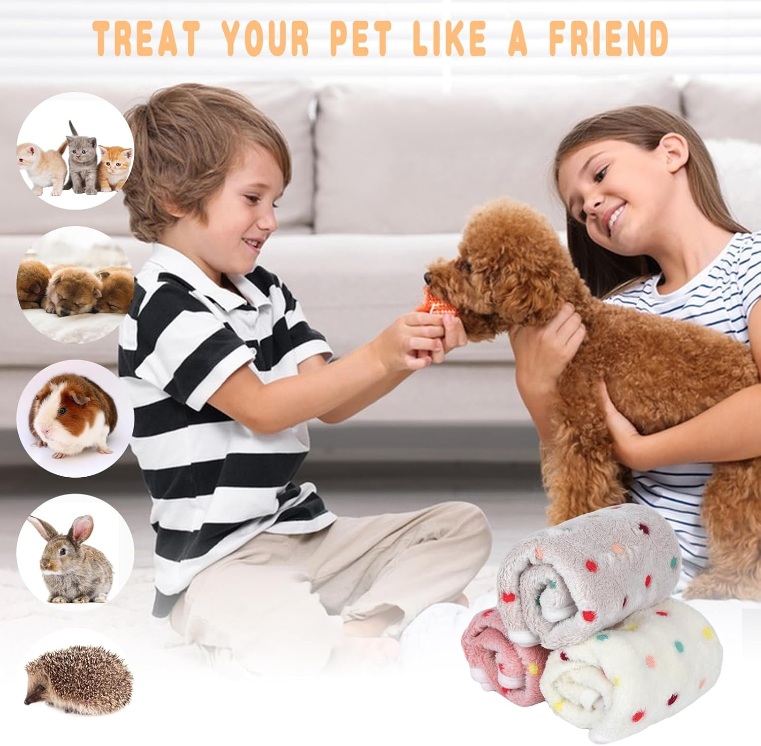 3 Pieces Puppy Blankets Washable Small Animal Fleece Beddin Soft Cats Blankets Small Reusable Small Pet Sleep Blankets Coral Velvet Hamster Guinea Pig Cage Liners for Hamster Ferret Rabbits 40 * 60Cm image number 3