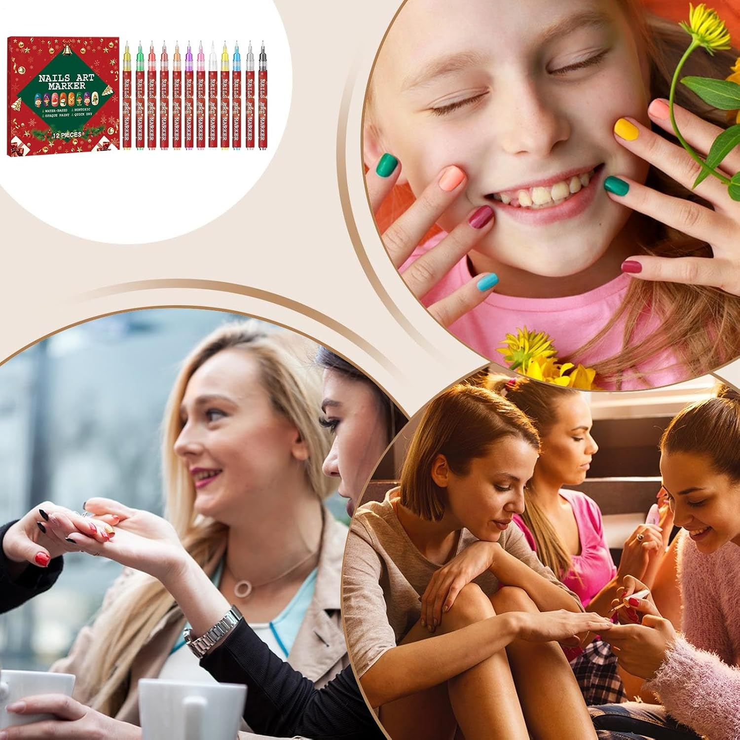 12 Colors Nails-Art Pens Set, 2025 Upgrade Nails-Art Markers for Gel Nails, Quick-Dry Smudge-Proof Graffitis Dotting Point Liner Pens, 3D Nai-L Polish Pen for Painting, Nails Arts Drawing Tool image number 1