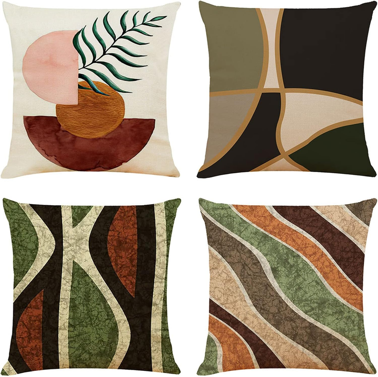 Throw Pillow Covers,4Pcs Pillow Covers 18X18,Cushion Coversfor Couch Pillows,Throw Pillows for Bed,Fall Home Decor,Modern Accent Cushion Cover image number 1