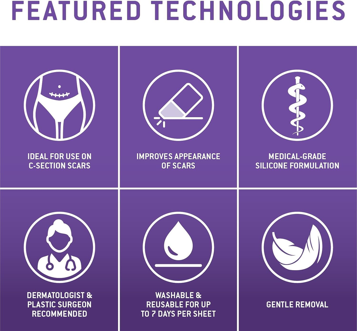 Care Science C Section Recovery Silicone Scar Sheets 1.5In X 7In 8Ct | Reuseable Scar Sheets for Reducing the Appearance of C-Section, Keloid, and Acne Scars image number 3