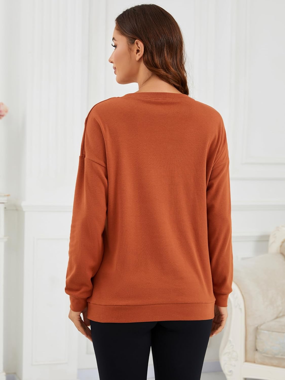 Liu & Qu Women'S Oversized Maternity Nursing Sweatshirt with Hidden Zippers Pullover Long Sleeve Breastfeeding Shirts image number 2