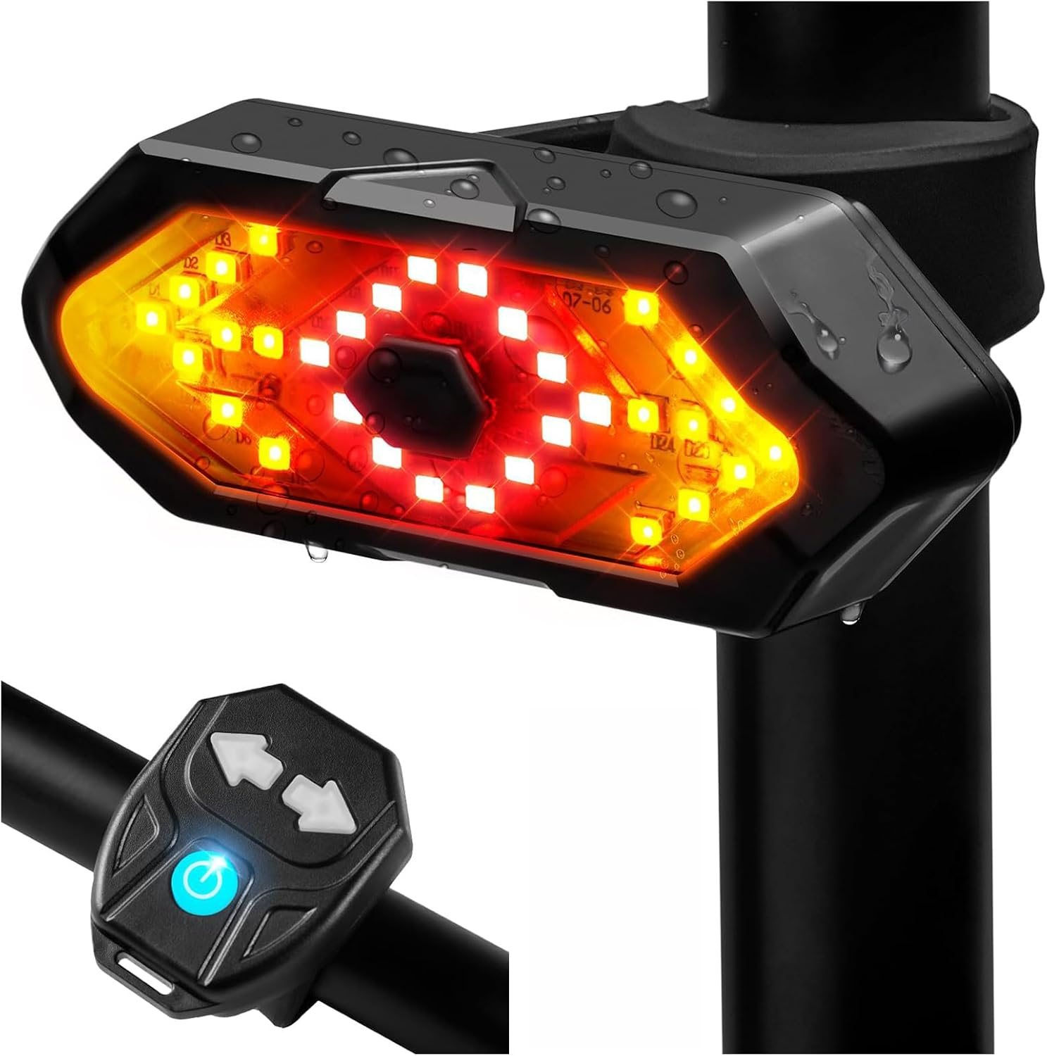 Bike Tail Light with Turn Signals USB Rechargeable Bike Turn Signals 120 Lumens Ultra Bright LED Turn Signals for Bicycle 5 Mode for Night Riding Bicycle image number 5