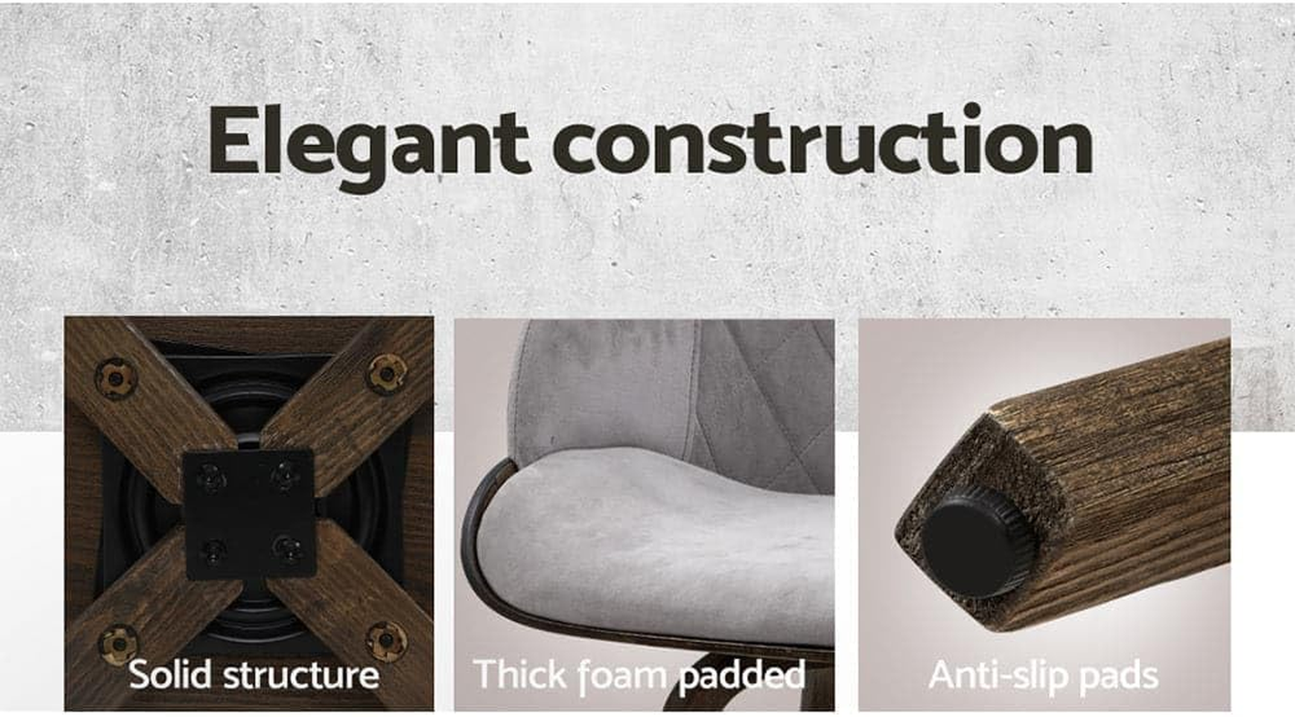 Artiss Bar Stools Stool Swivel Kitchen Counter Barstools Dining Chair Chairs Grey Velvet Fabric in 70Cm Seat Height Floor Set for Home Dining Room Cafe Outdoor Indoor image number 6