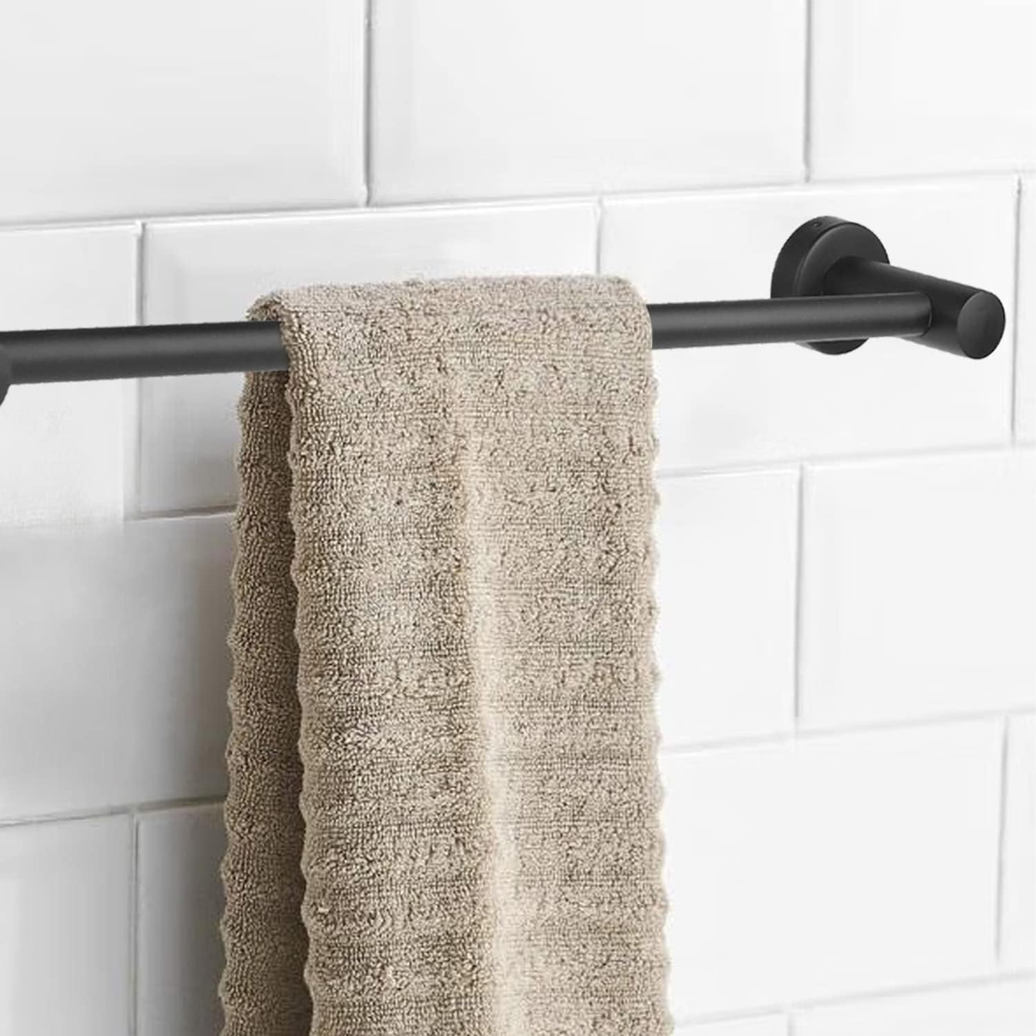 Adjustable Towel Rail Black with Drilling Adjustable from 30 Cm to 57 Cm, 304 Stainless Steel Towel Rail with Drilling for Bedroom, Bathroom and Living Room image number 2