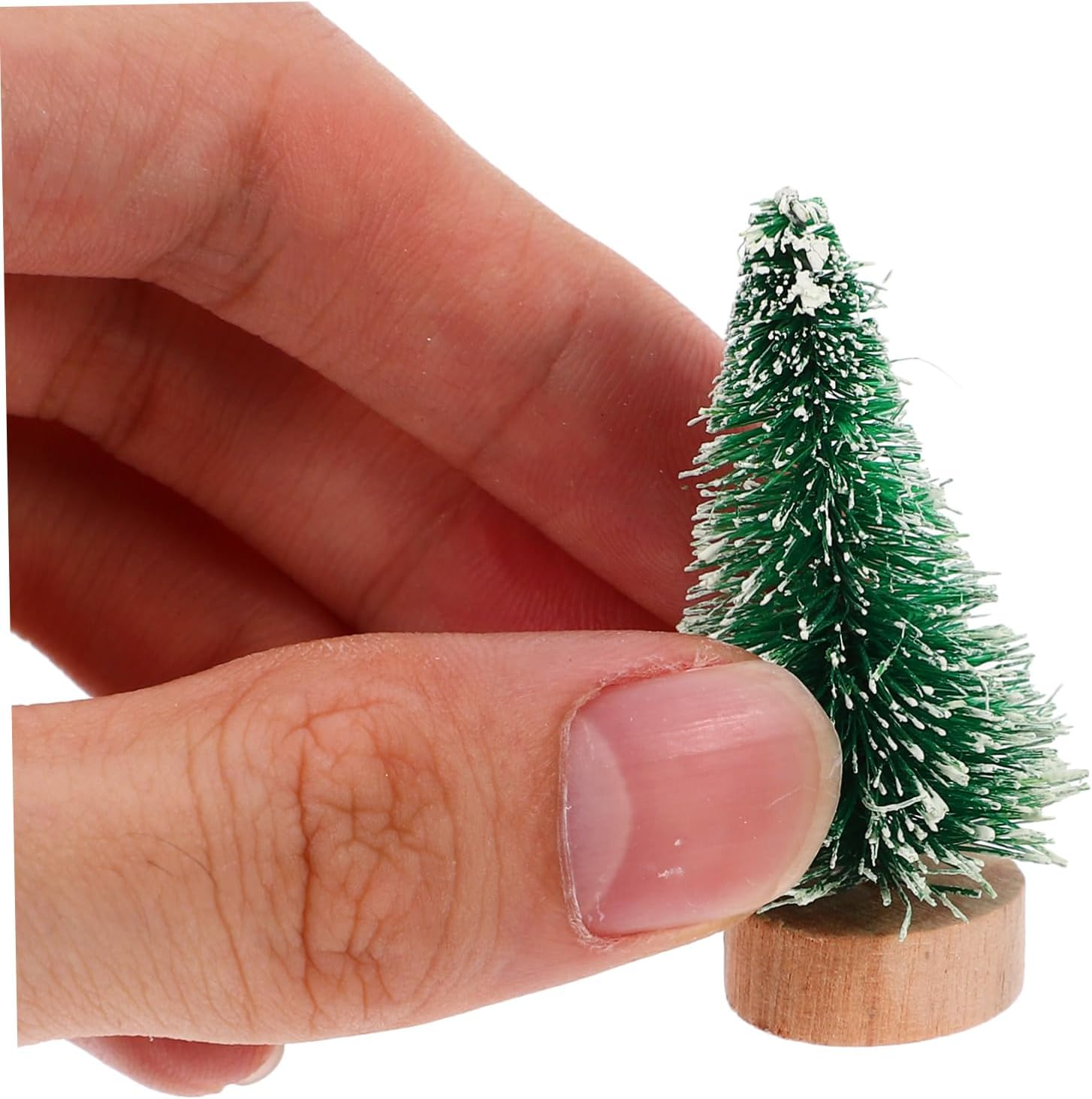Mini Christmas Tree Decorations 24Pcs with Wooden Base Artificial Pine Trees for Desktop Fireplace Window Decor image number 6