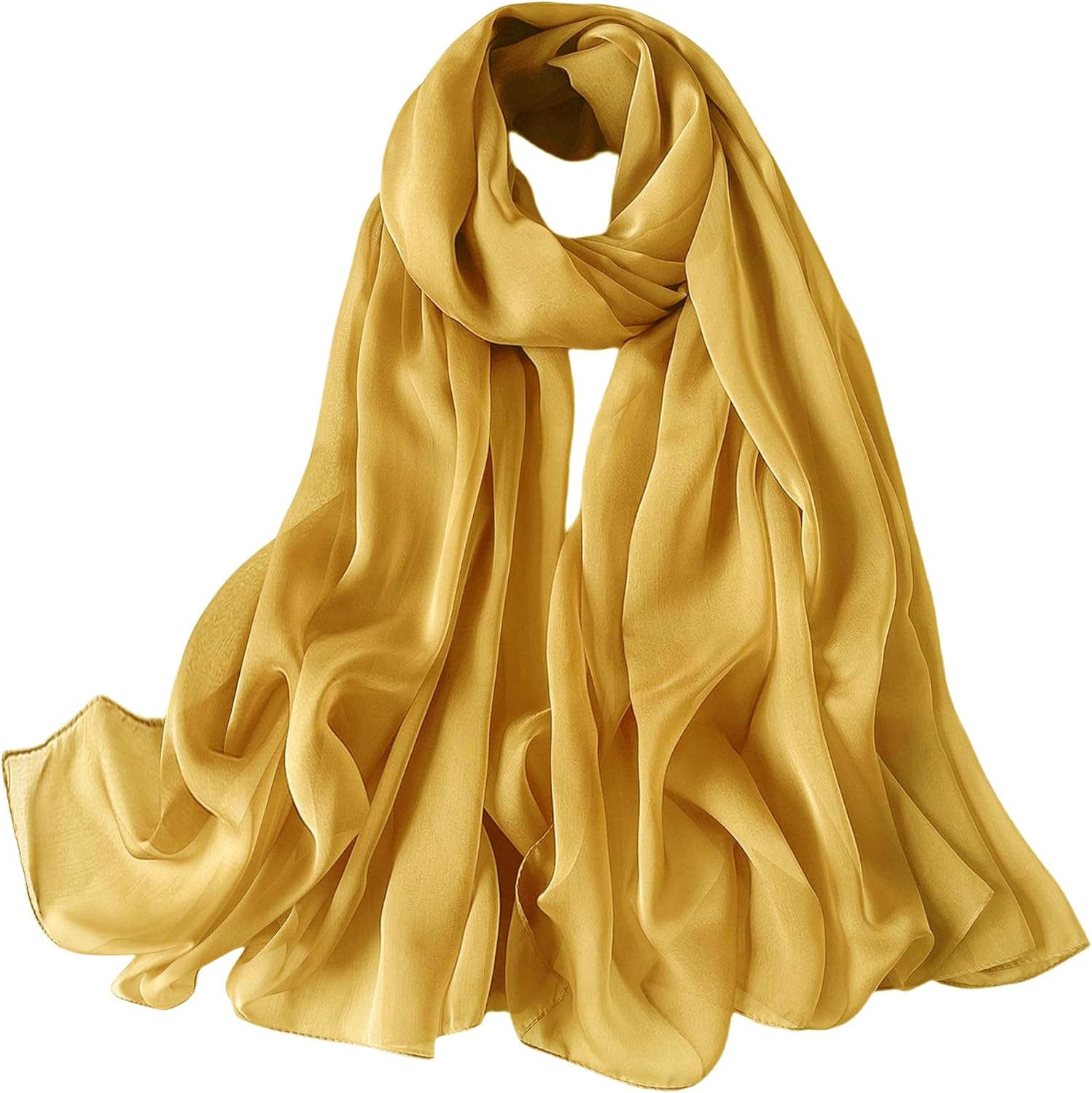 Lina & Lily Crinkled Chiffon Women'S Scarf Shawl Wrap Spring Summer Sheer Silky Featherlight - Baby Blue image number 3