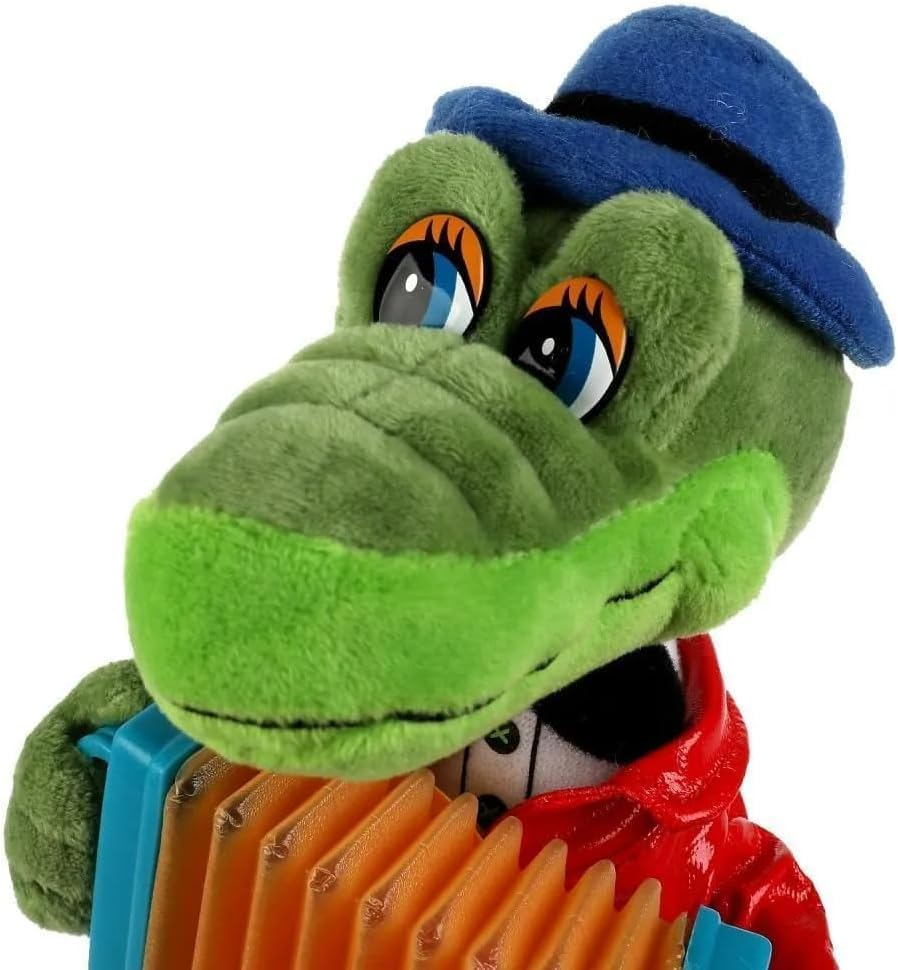 Eksmo Vintage Soviet Collectible Souvenir Crocodile Krokodil Gena with Accordion. One of the Most Famous Soviet Soyuzmultfilm, Green