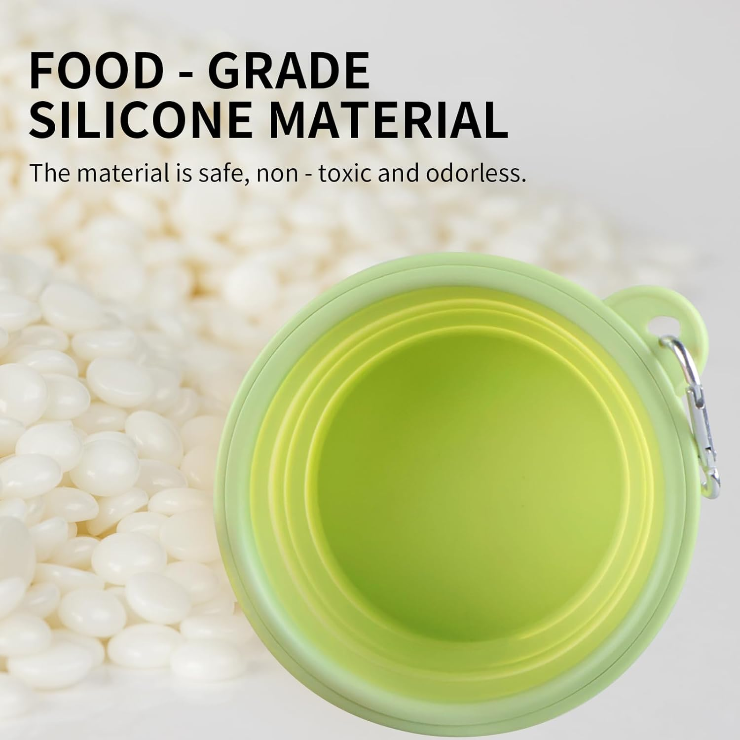 Collapsible Dog Bowls 2-Pack, Portable Travel Dog Bowl with Carabiner, Food-Grade Silicone Pet Bowl for Hiking, Walking(Macaron Yellow and Green) image number 3