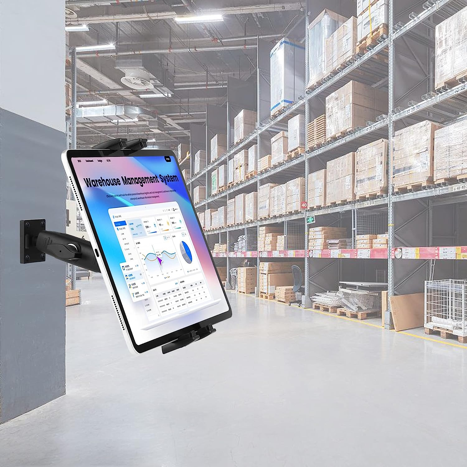 Peastrex Tablet Wall Mount Ipad Wall Holder Stand with Long Arm 360&deg; Rotating Aluminium Base for 4~15Inch Tablet and Cellphone Ipad Pro 12.9, Galaxy Tab S9 Ultra 14.6 S9FE, Surface,Iphone image number 5