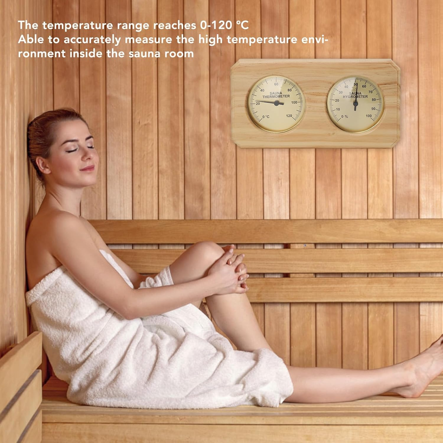 Fdit Elegant Wooden Sauna Thermometer and Hygrometer - Visual Beauty for Hotel Sauna Room image number 6