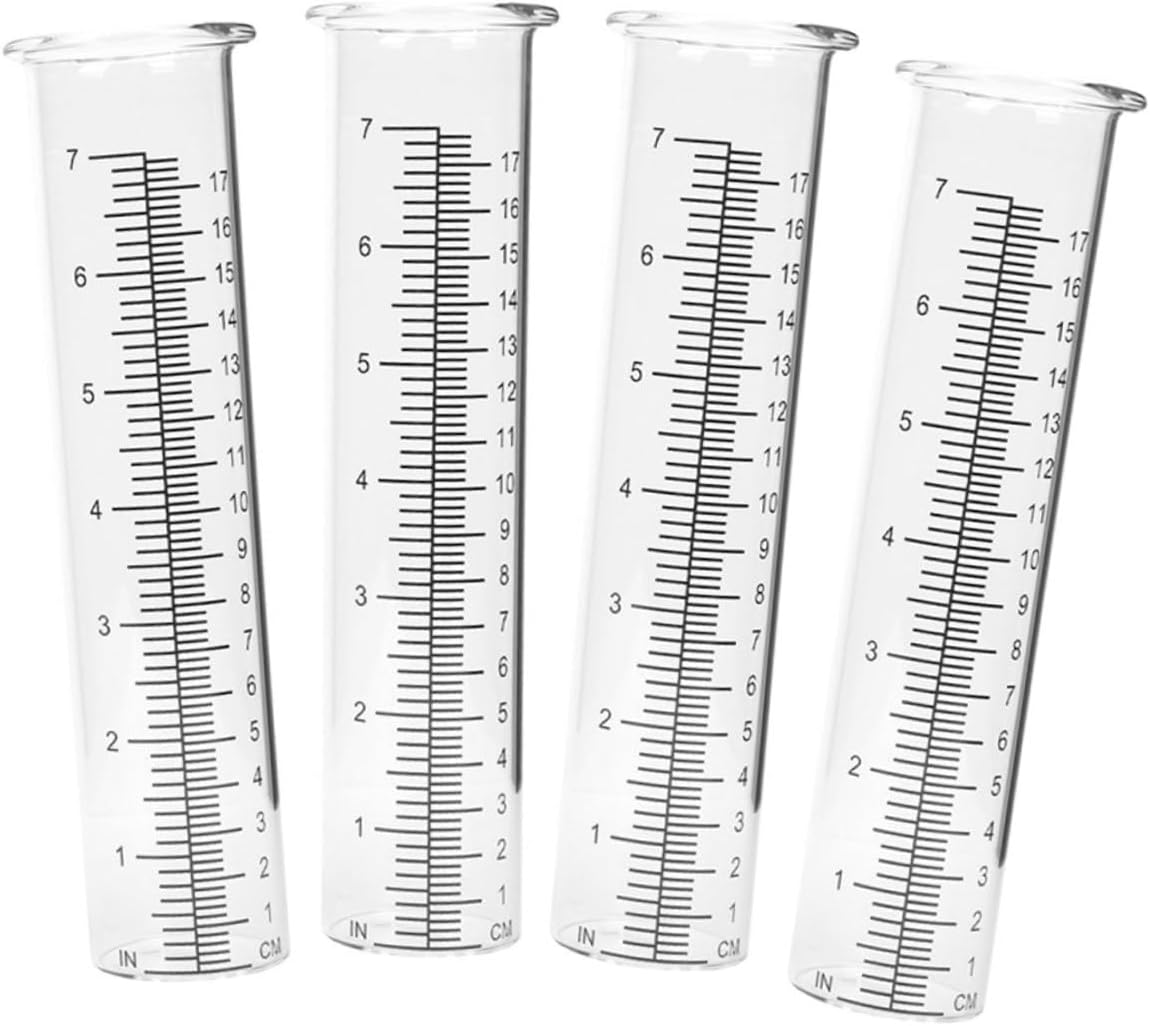 Kisangel 4Pcs Transparent Glass Rain Measuring Tubes with Clear Scale Accurate Rain Gauge Tools for Garden Lawn Home Outdoor Precipitation Collectors for Plant Moisture Monitoring image number 5