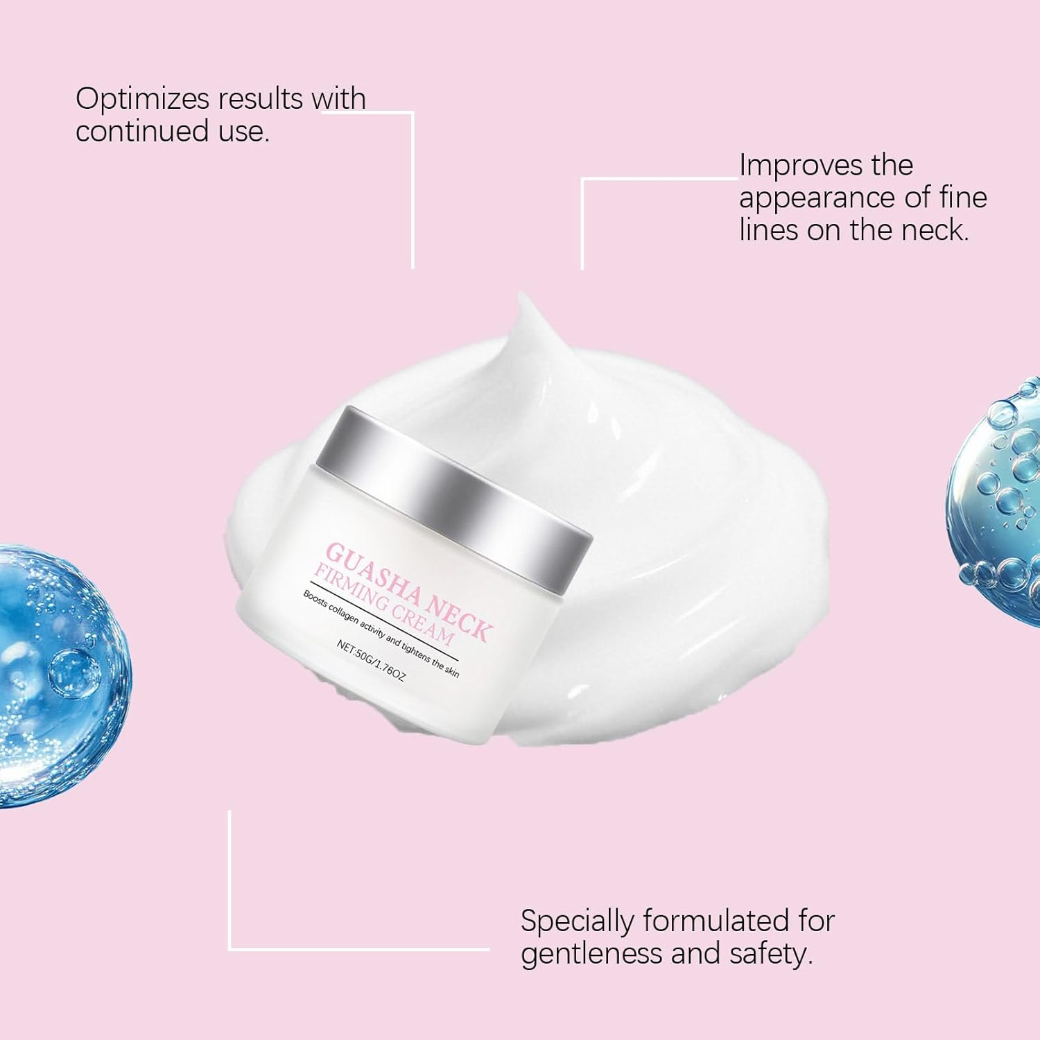 Neck Creams for Tightening and Firming, Lifting Sagging Skin with Gua Sha Tool, Collagen, Retinol, anti Aging Moisturizer Cream for Neck and D&eacute;collet&eacute; for Crepey Skin, Fine Lines, Jawline image number 1