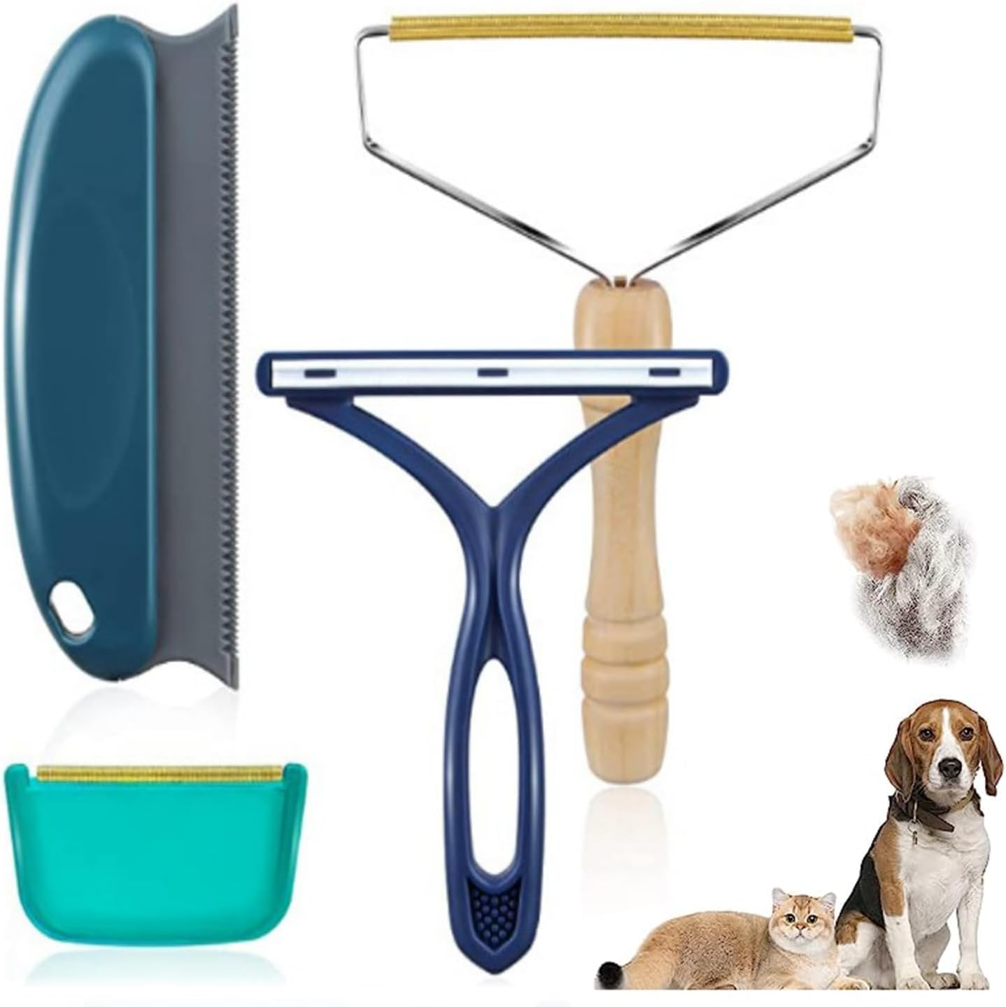 4Pcs Portable Lint Shaver Carpet Hair Remover Set, Lint Brush and Scraper for Pet Hair, Carpet Scraper Dog Hair Remover, Portable Lint Shaver Pet Hair Remover