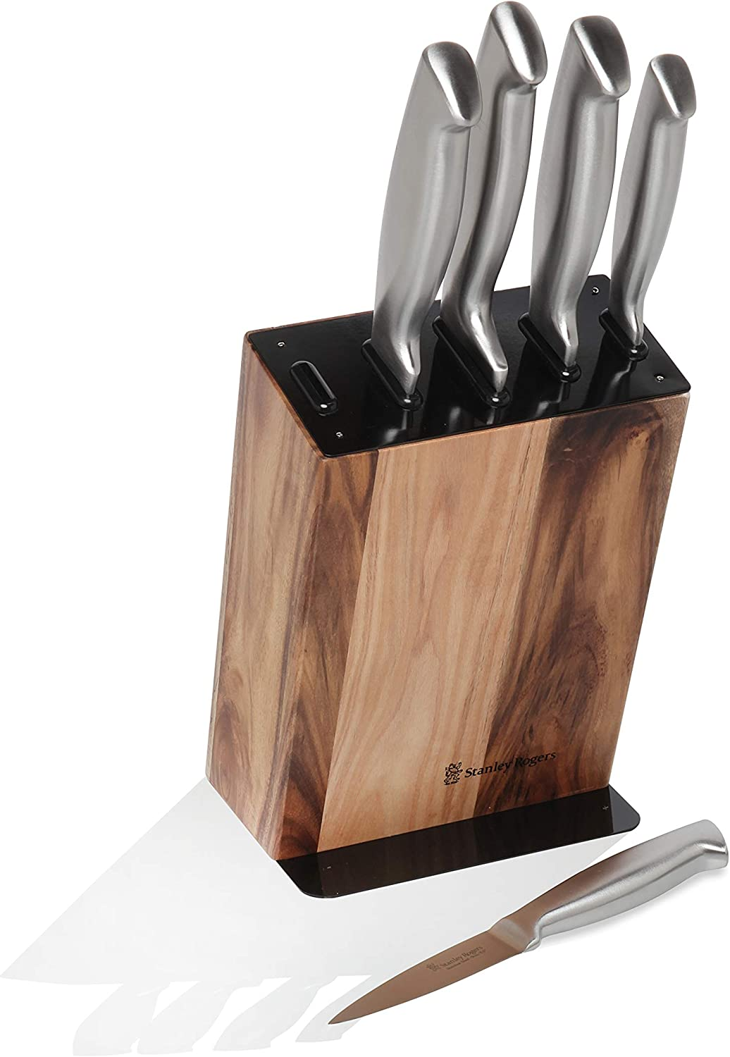 Stanley Rogers Black Acacia Knife Block Set 6 Piece &ndash; Stainless Steel Kitchen Knife Set with Cook&rsquo;S, Bread, Carving, Utility and Paring Knives &ndash; Premium Kitchen Accessories and Storage Solution image number 2