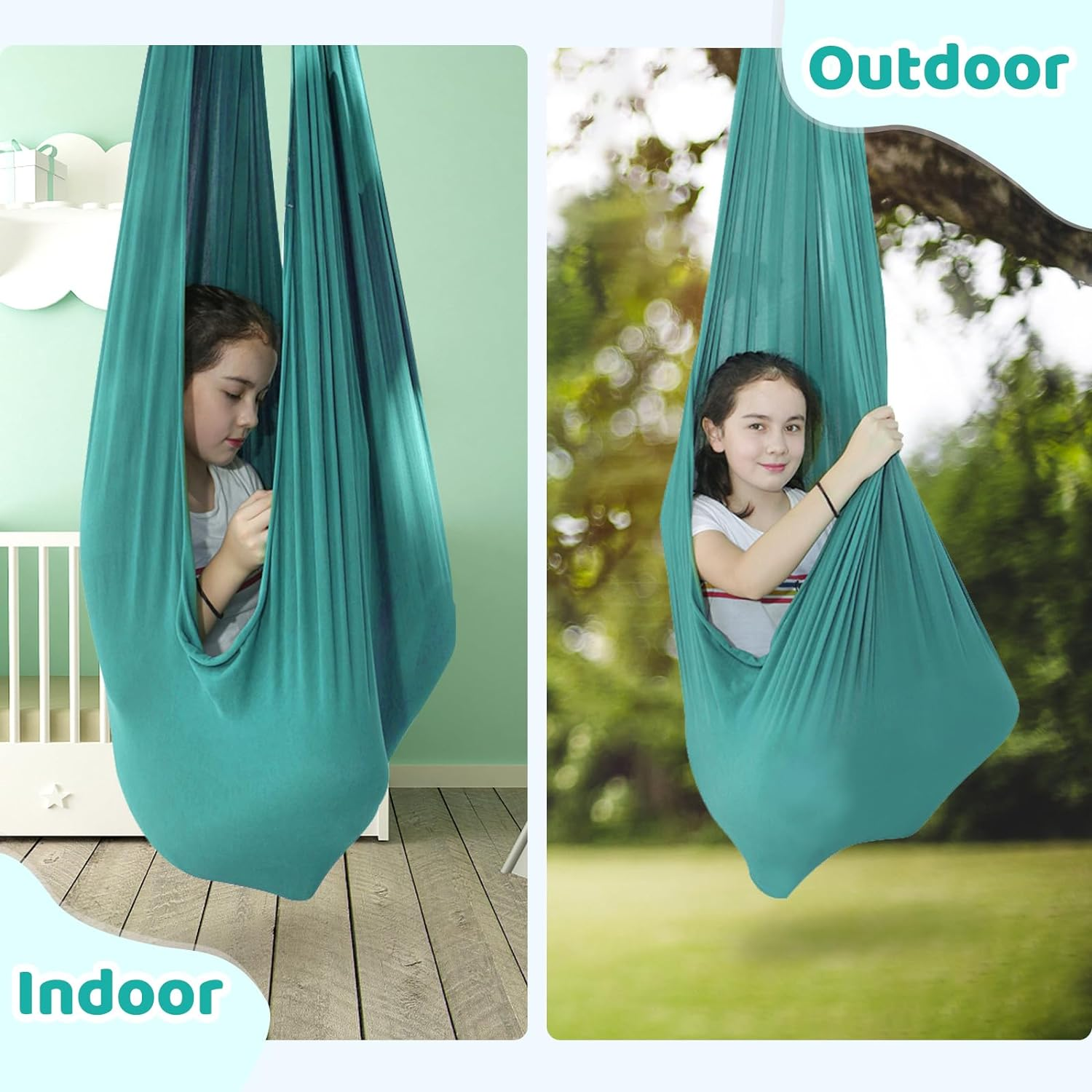 TOPARCHERY Indoor Therapy Swing W/More Special Needs, Cuddle Hammock Ideal for Autism, ADHD, Aspergers and Sensory Integration Snuggle Swing Hammocks (Green)