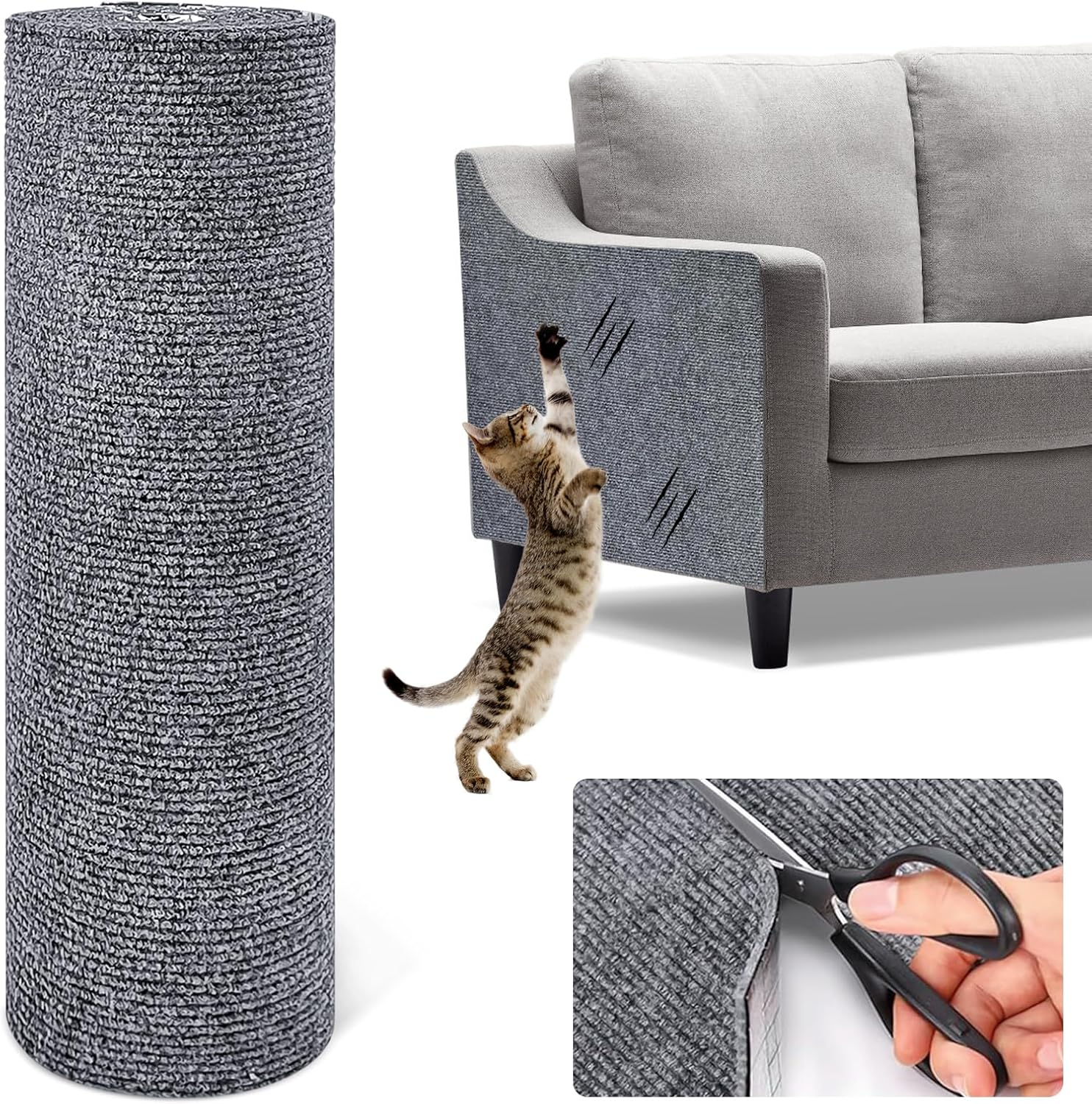 Cat Scratching Mat, 40 X 200 Cm, Self-Adhesive Scratching Mat, Cat Wall Scratching Mat, Cat Wall Scratch Protection, Sofa Cat, for Couch, Sofa, DIY Scratching Post, Climbing Pad