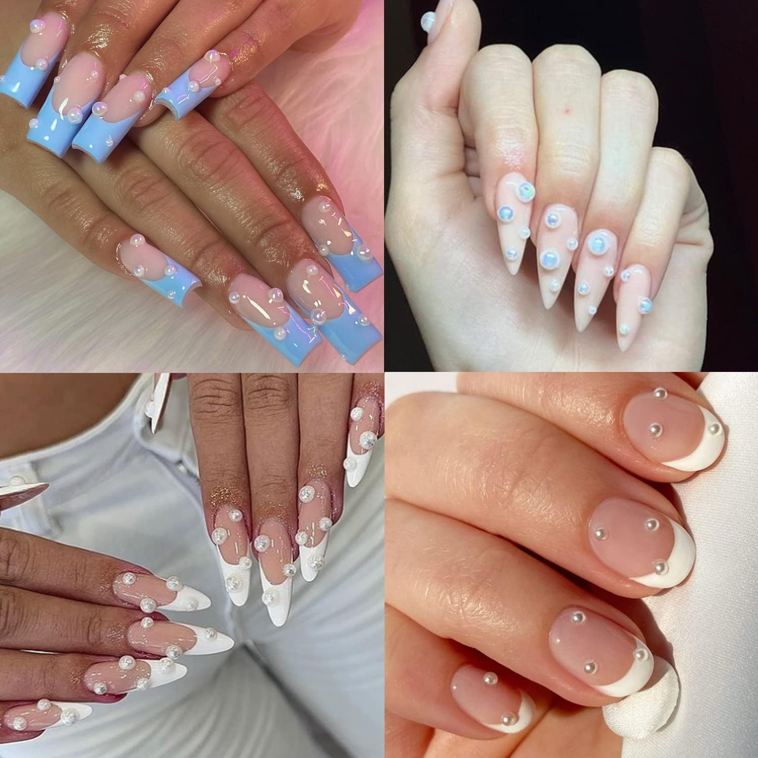 Nail Pearls White Nail Art Pearls Flatback AB Color Nail Pearls for Nail Art DIY Jewelry Pearls for Nails,With Pickup Pen and Tweezer Pearl Nail Gems Nail Art Pearls Mini Decoration Accessories Kit image number 2