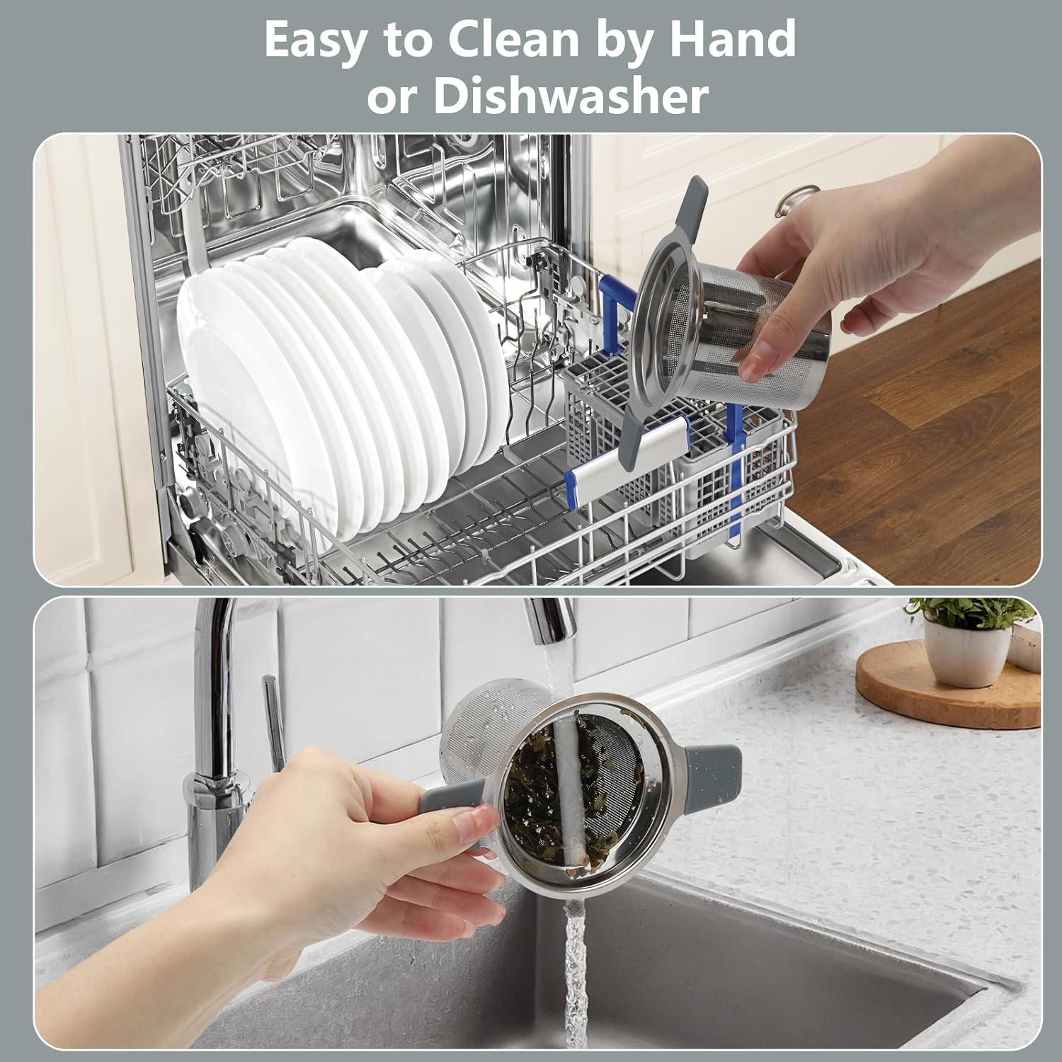 Tea Infuser Strainers, Stainless Steel Loose Leaf Tea Stepper with Heat Proof Double Handles and Lid, Extra Fine Mesh Infusers image number 4