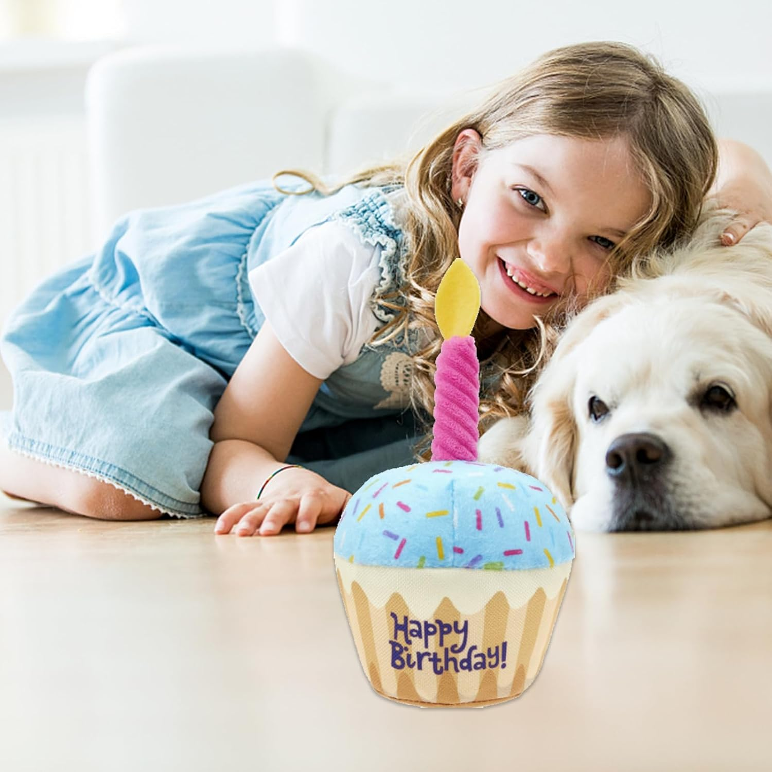 Nizirioo Plush Dog Toy, Dog Birthday Toy, Soft Plush Dog Toy, Puppy Dog Cake Toys, Dog Bone Toys, for Puppies, Small (Cake and Bones) image number 1