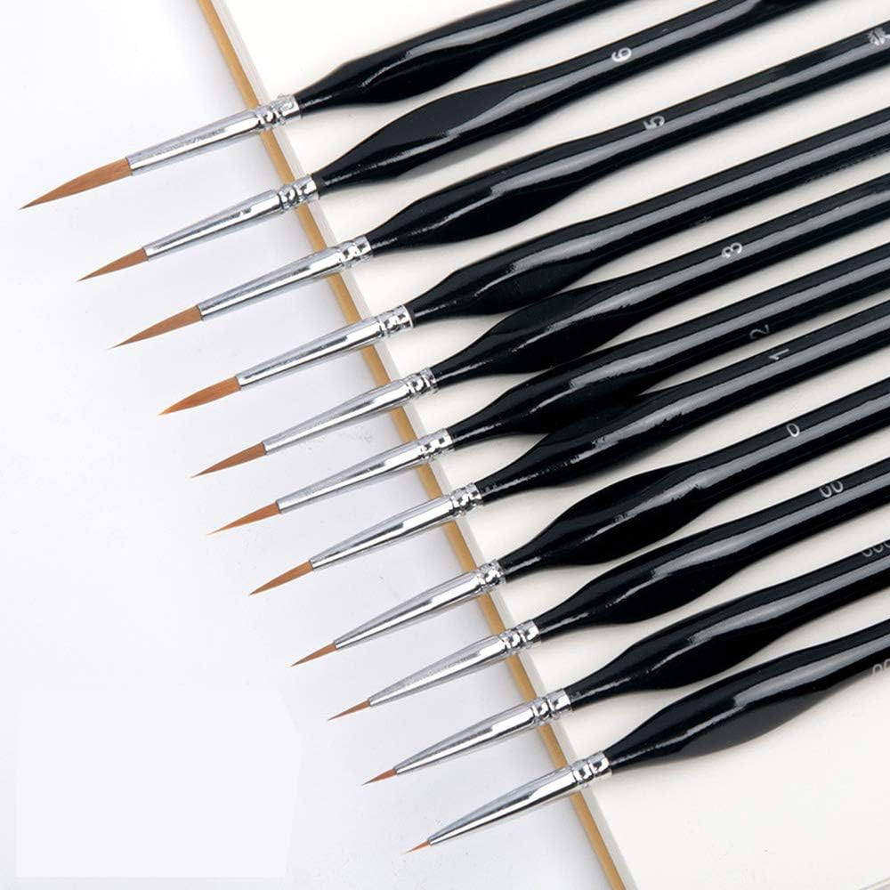 Weasel Hair Triangle Birch Rod Fine Nail Art Students Special Line Drawing Gouache Color Stroke Oil Brush 4Colors Hook Line Pen (Black) image number 6