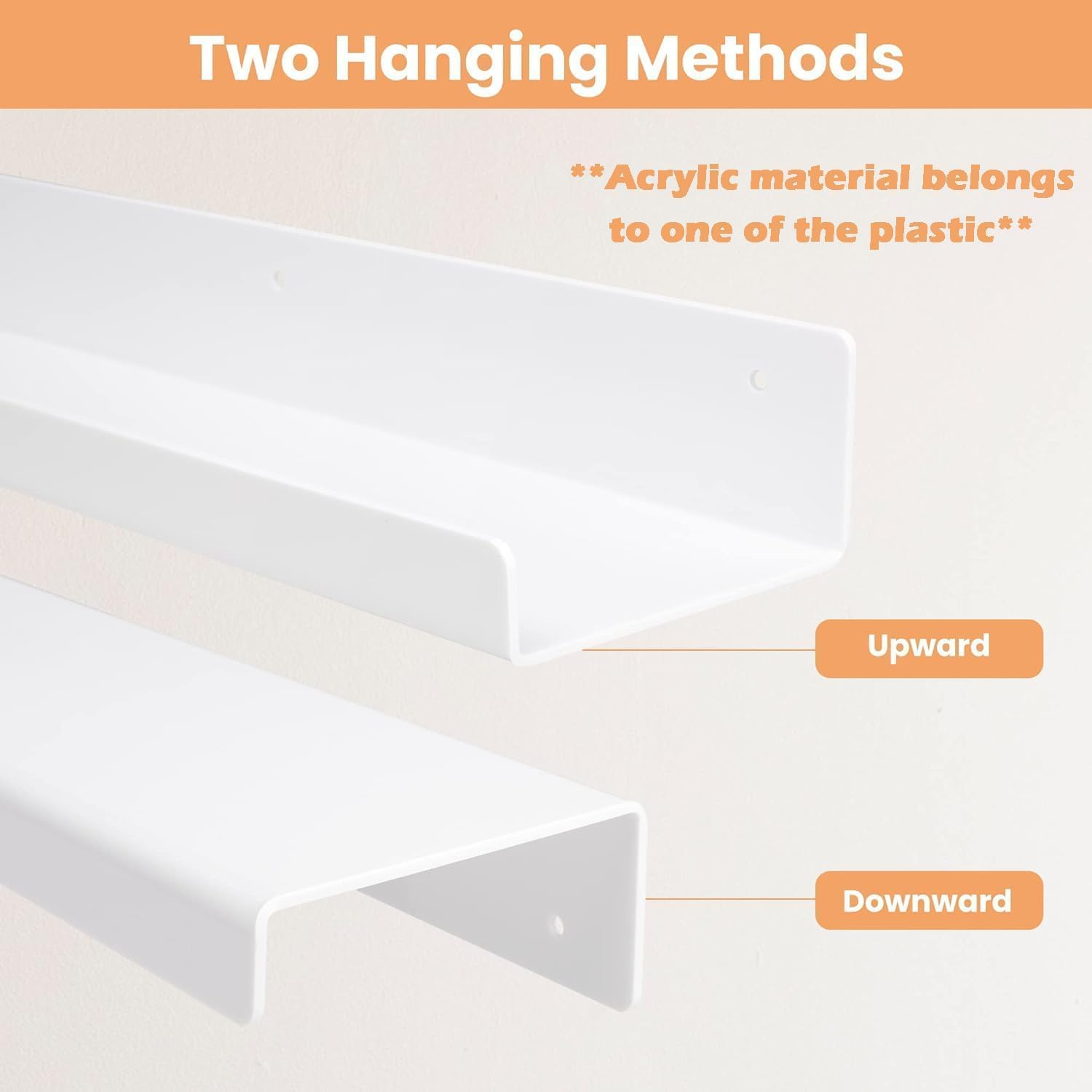 Wall Shelf Floating No Drill, Set of 3 Wall Shelves Set Of, 30 Cm Acrylic Bathroom Shelves Corner Wall Shelf Bedroom Living Room Kitchen Room Decoration image number 1