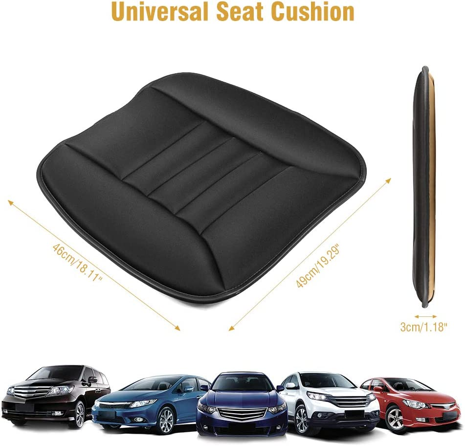 Tsumbay Car Seat Cushion Pressure Relief Memory Foam Seat Cushion Comfort Seat Protector for Car Driver Office/Home Chair Seat Cushion with Non Slip Bottom - Black