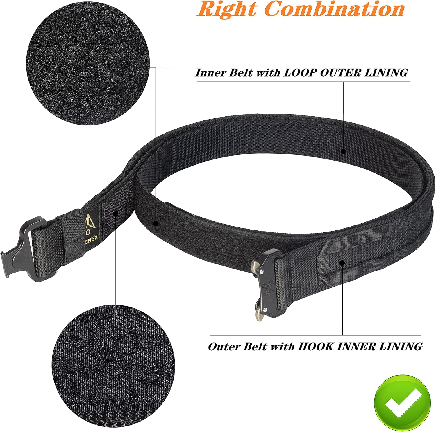 TACNEX Inner Belt for Duty Belt 1.5" Loop Liner Belt Tactical under Belt image number 2