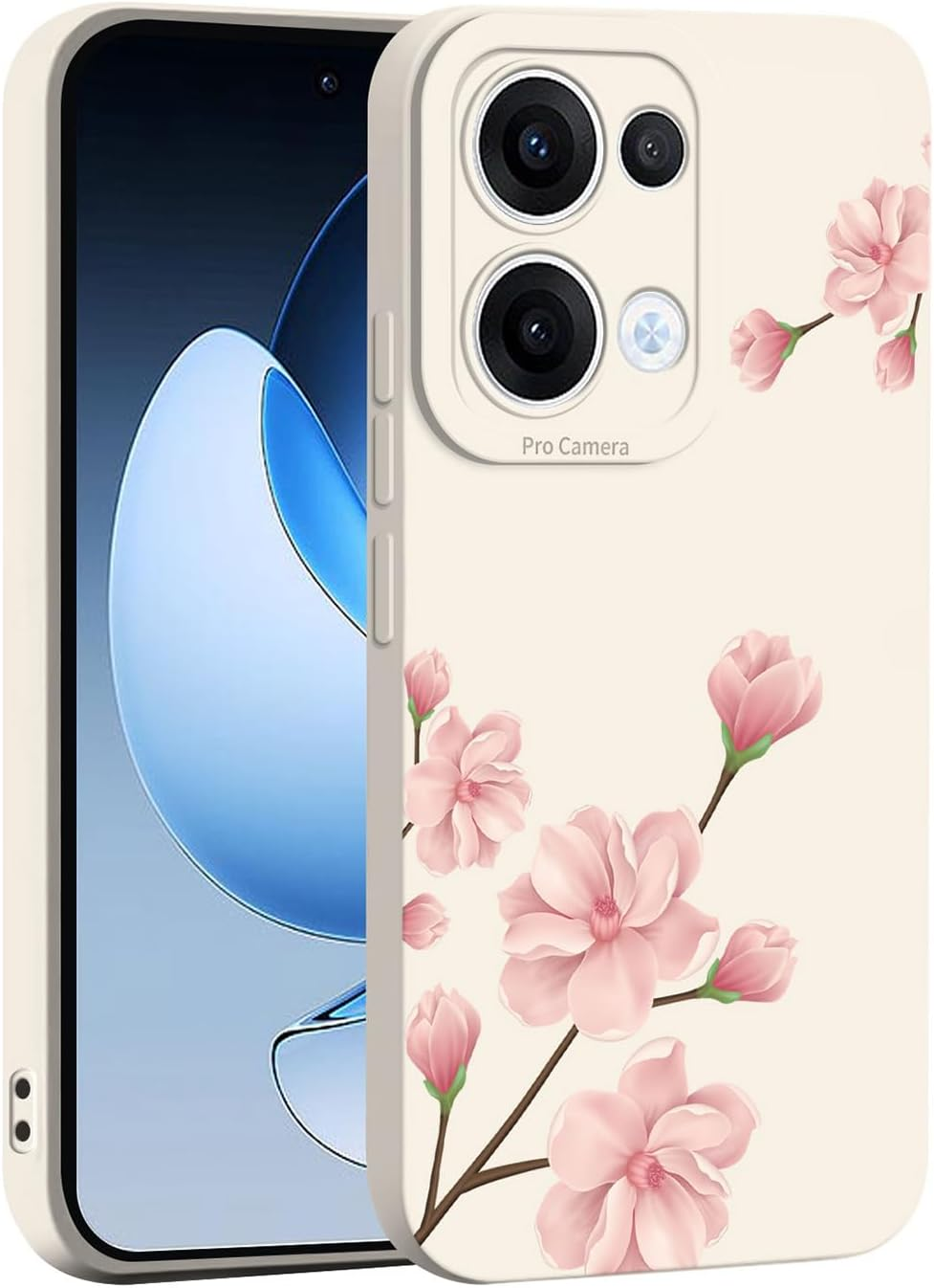 ILING Liquid Silicone Case for Oppo Reno 13 5G, Ultra Thin Elegant Flowers and Cute Cartoon Pattern Women'S Mobile Phone Case, Soft TPU Bumper Shockproof Protective Case (White Q07)