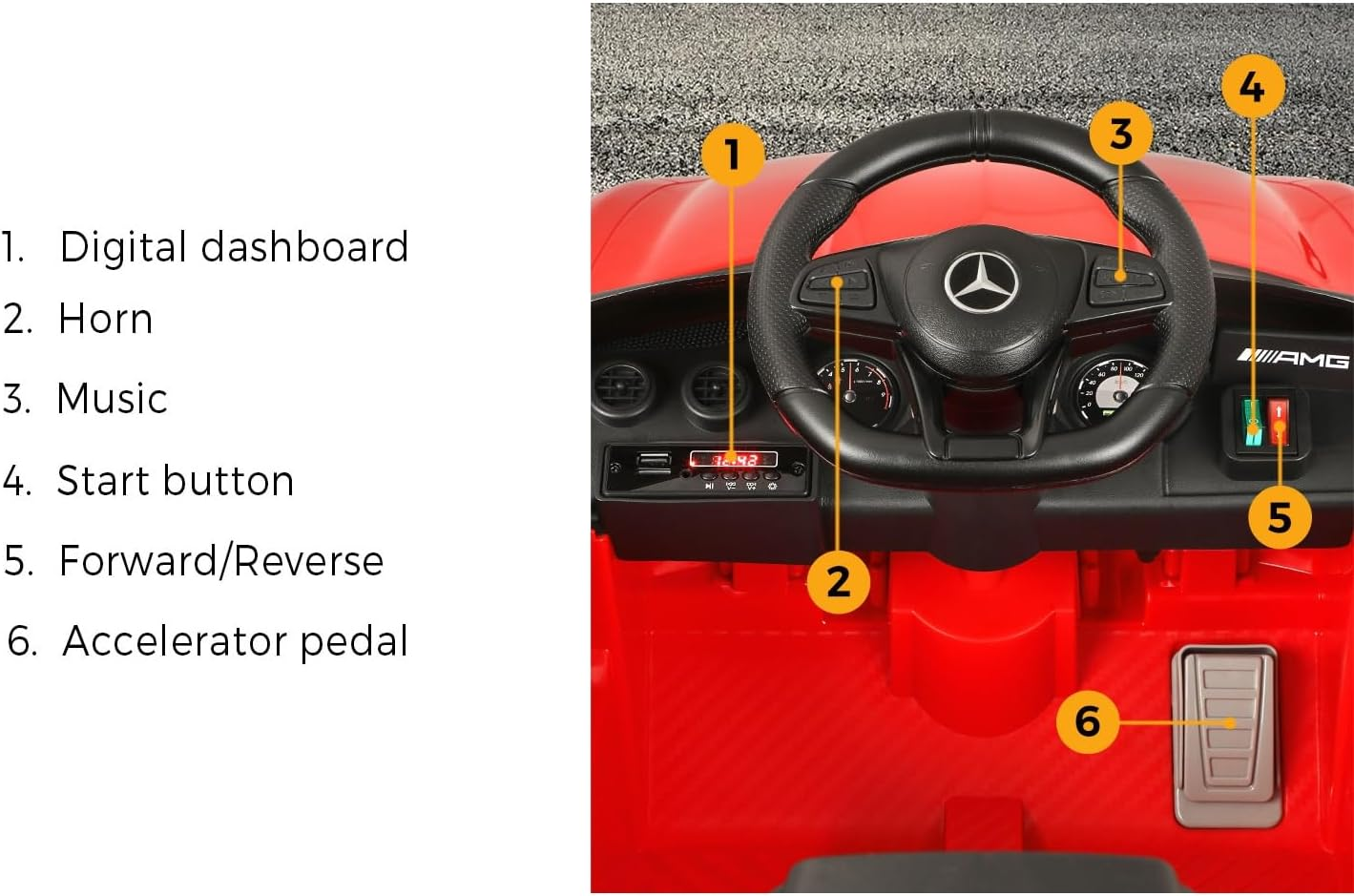 Mazam Kids Ride on Car with Remote Control Mercedes-Benz AMG GTR Licensed Electric Car