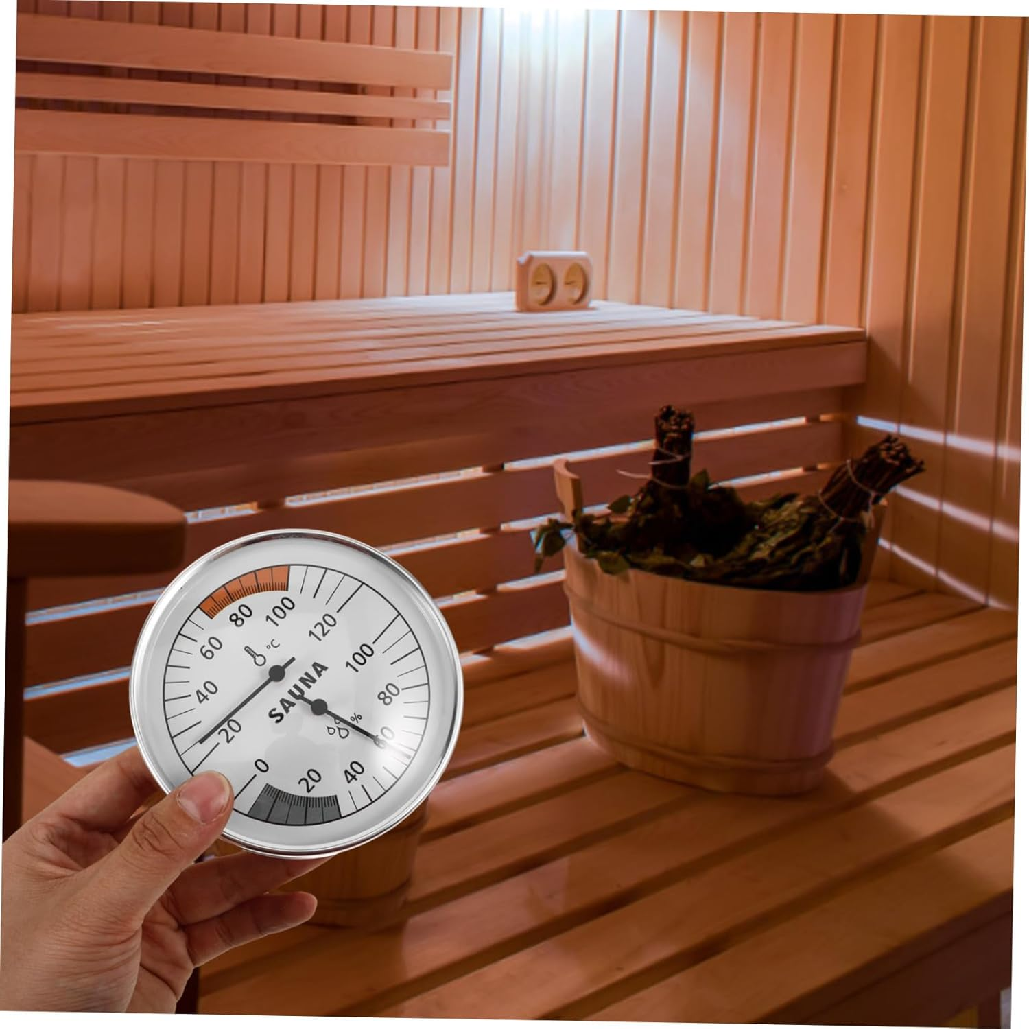 Sauna Temperature Humidity Dual-Use Indoor Hygrometer with High-Precision Sensor Wall Hanging Design for Steam Rooms and Sauna Monitoring image number 5