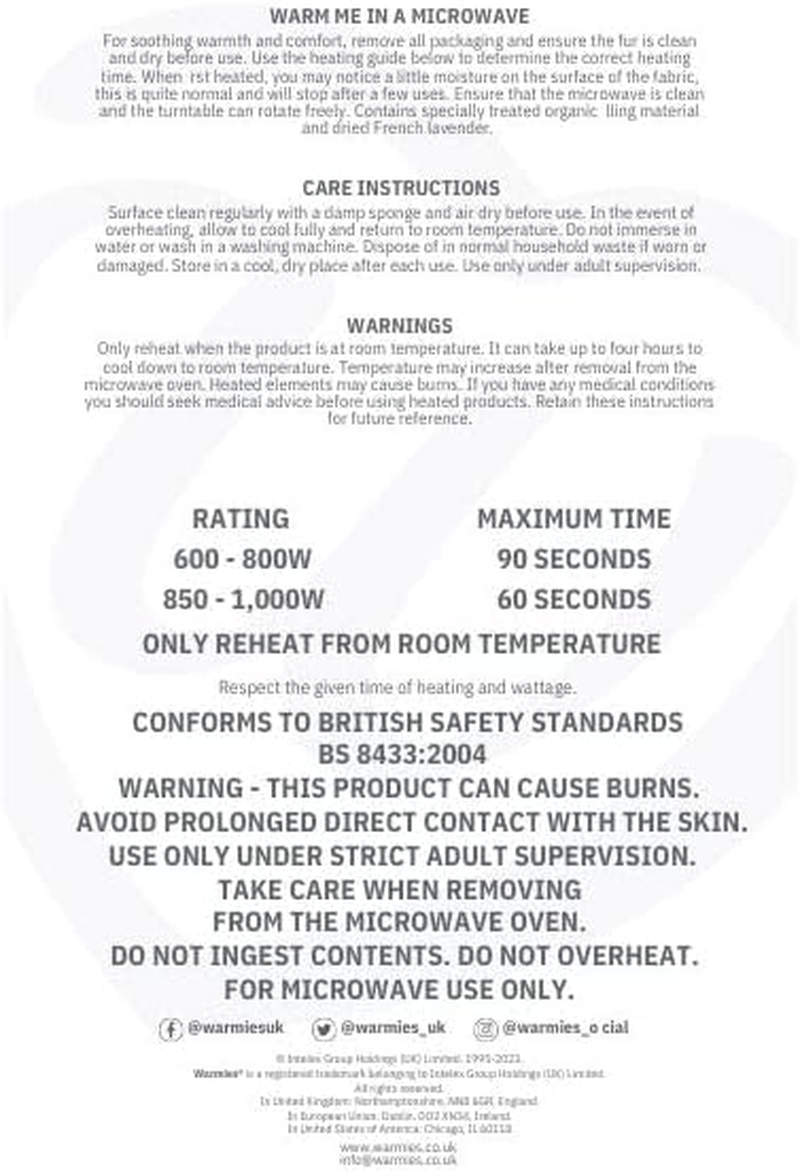 Warmies Plush Marshmallow Unicorn Microwavable Weighted Teddy with French Lavender Scent, Hot or Cold Wheat Bag for Cool Relaxation and Warm Relief image number 3